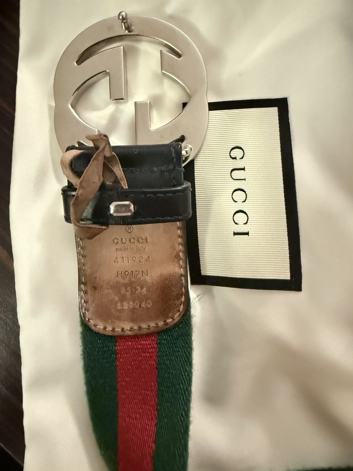 Gucci Gucci GG belt green/red 85 cm Size 34 - 4 Thumbnail