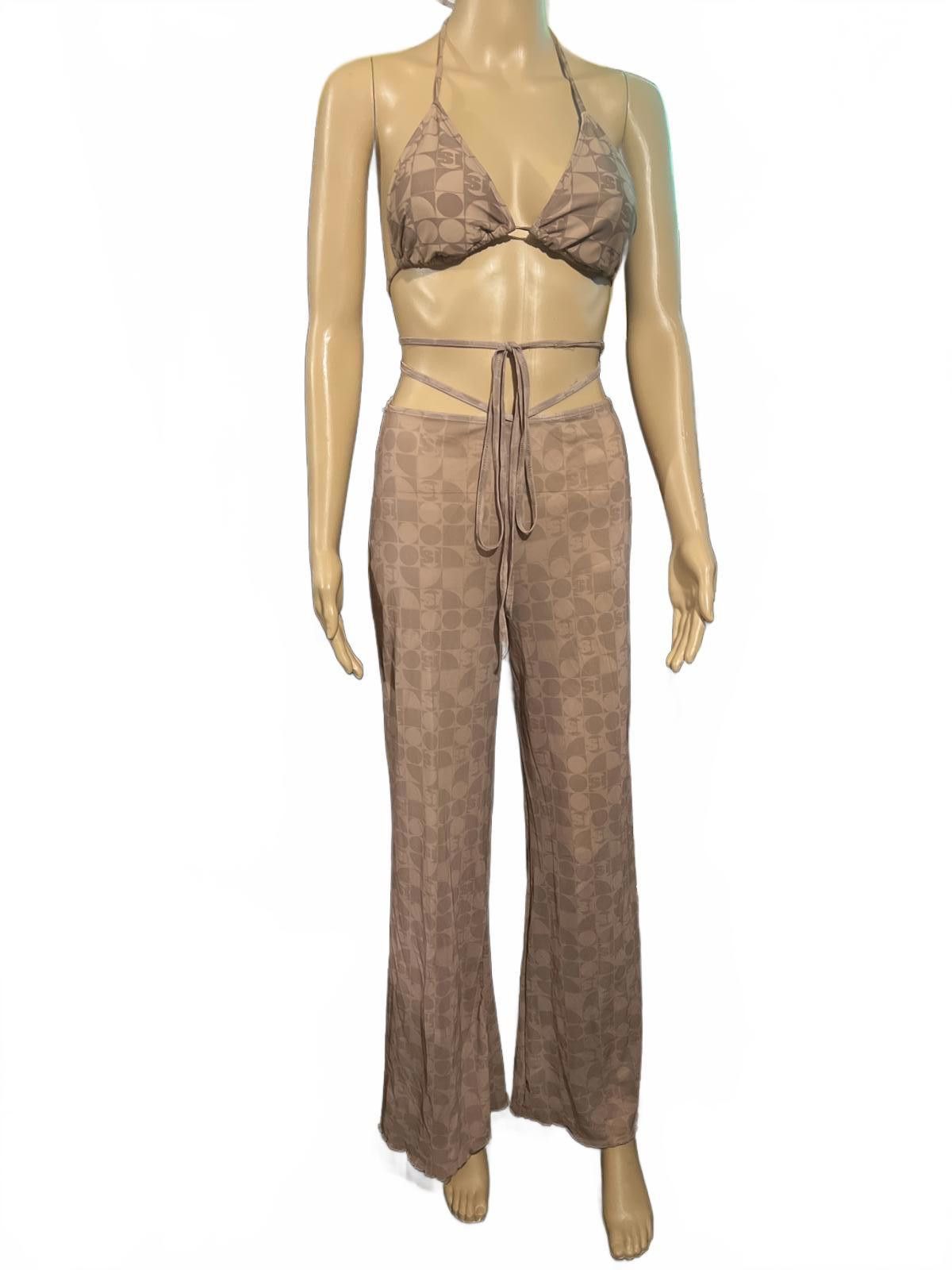 Other Sports Illustrated Brown 2Piece Halter Top Flared Pants OS Size ONE SIZE - 4 Thumbnail