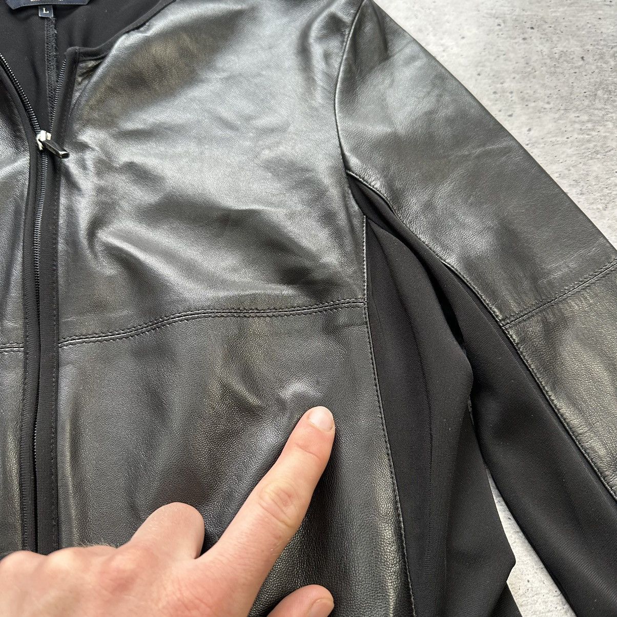 Vintage S Max Mara Leather Soft Combination Viscose Jacket Size L / US 10 / IT 46 - 9 Thumbnail