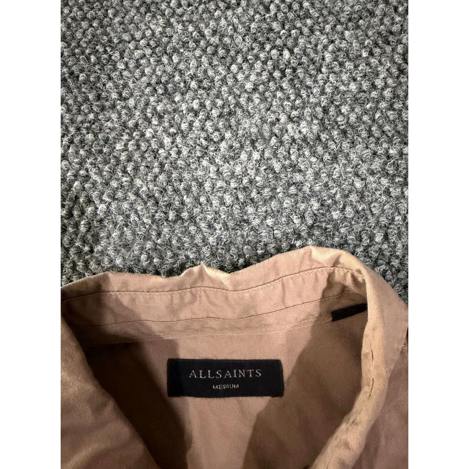 Allsaints AllSaints Button-Up Shirt Mens M Beige Long Sleeve Slim Fit Casual Size US M / EU 48-50 / 2 - 6 Thumbnail