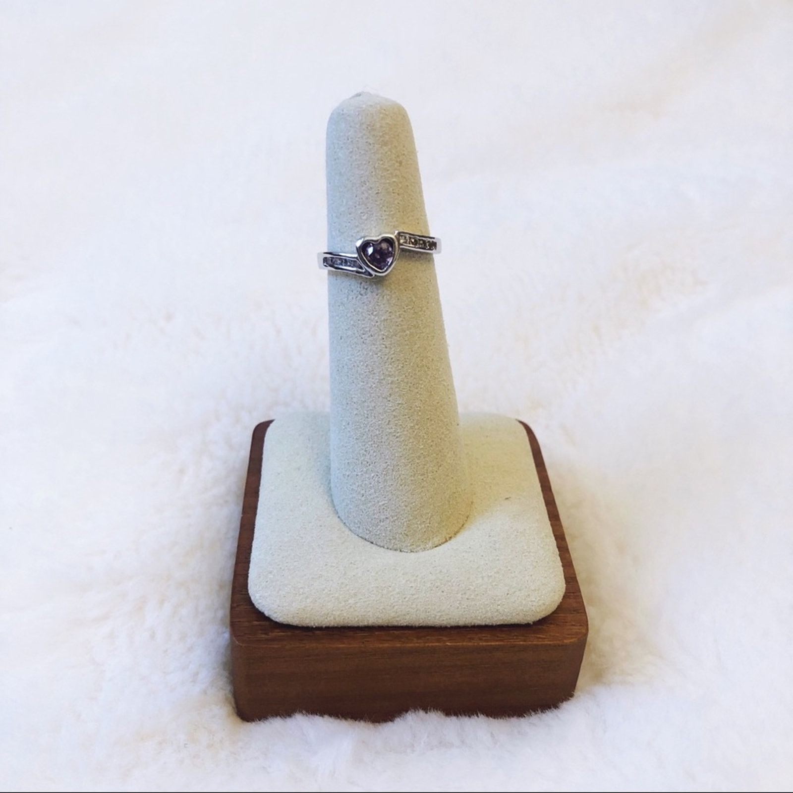 Other Silver Purple Heart Crystal Ring Size ONE SIZE - 4 Thumbnail