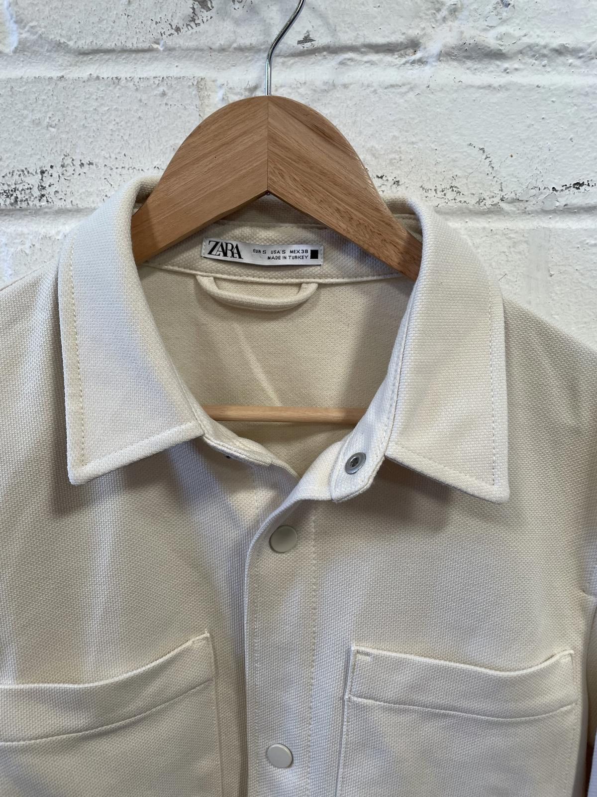 Zara Zara Men's Cream Button-Up Shirt Jacket Size US M / EU 48-50 / 2 - 2 Thumbnail