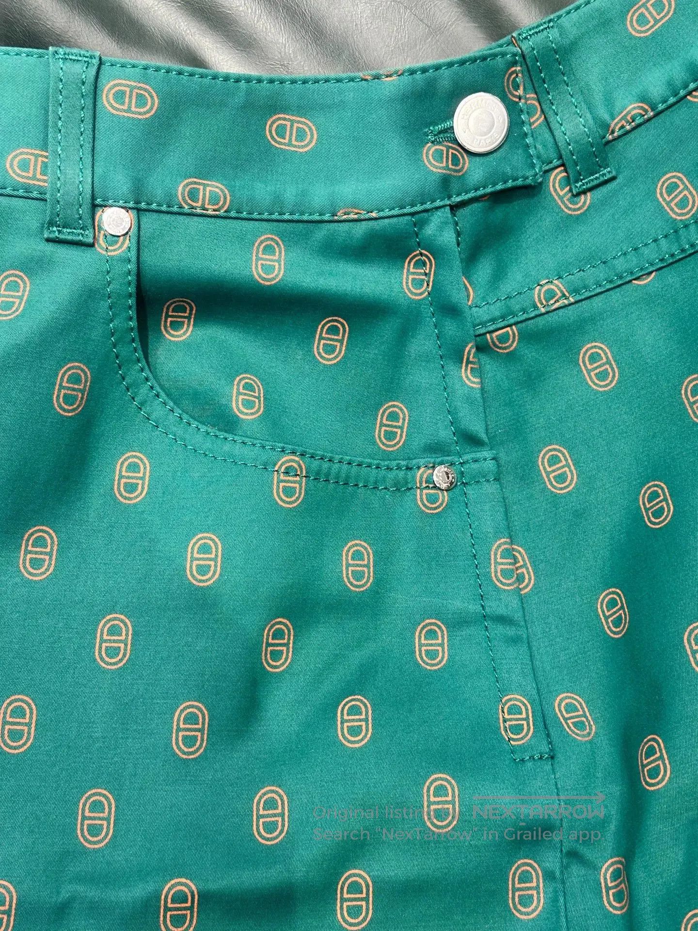 Hermes Hermes Green Denim Mini Skirt. Size US 36 / EU 52 - 4 Thumbnail