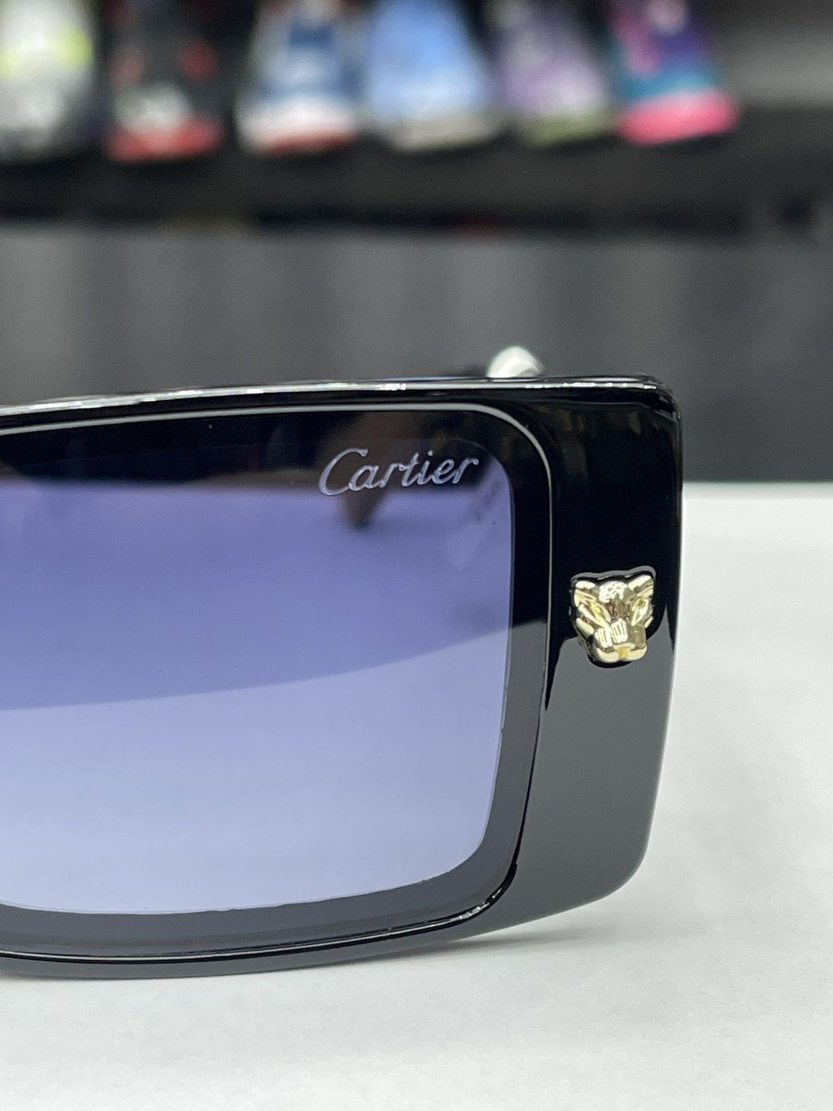 Cartier Cartier Panthère Black Rectangular Sunglasses Size ONE SIZE - 10 Thumbnail