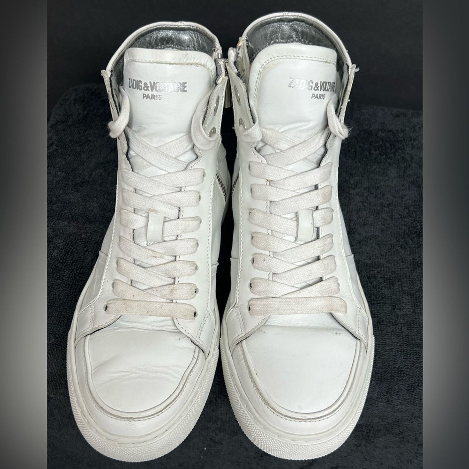 Zadig & Voltaire Size 37 - Zadig & Voltaire High Flash Sneakers White Leather Size US 6.5 / IT 36.5 - 4 Thumbnail