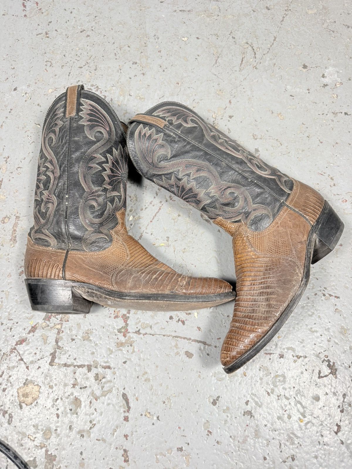 Dan Post 80s Vintage Dan Post USA Teju Lizard Skin Cowboy Boots Toes Size US 8.5 / EU 41-42 - 2 Thumbnail