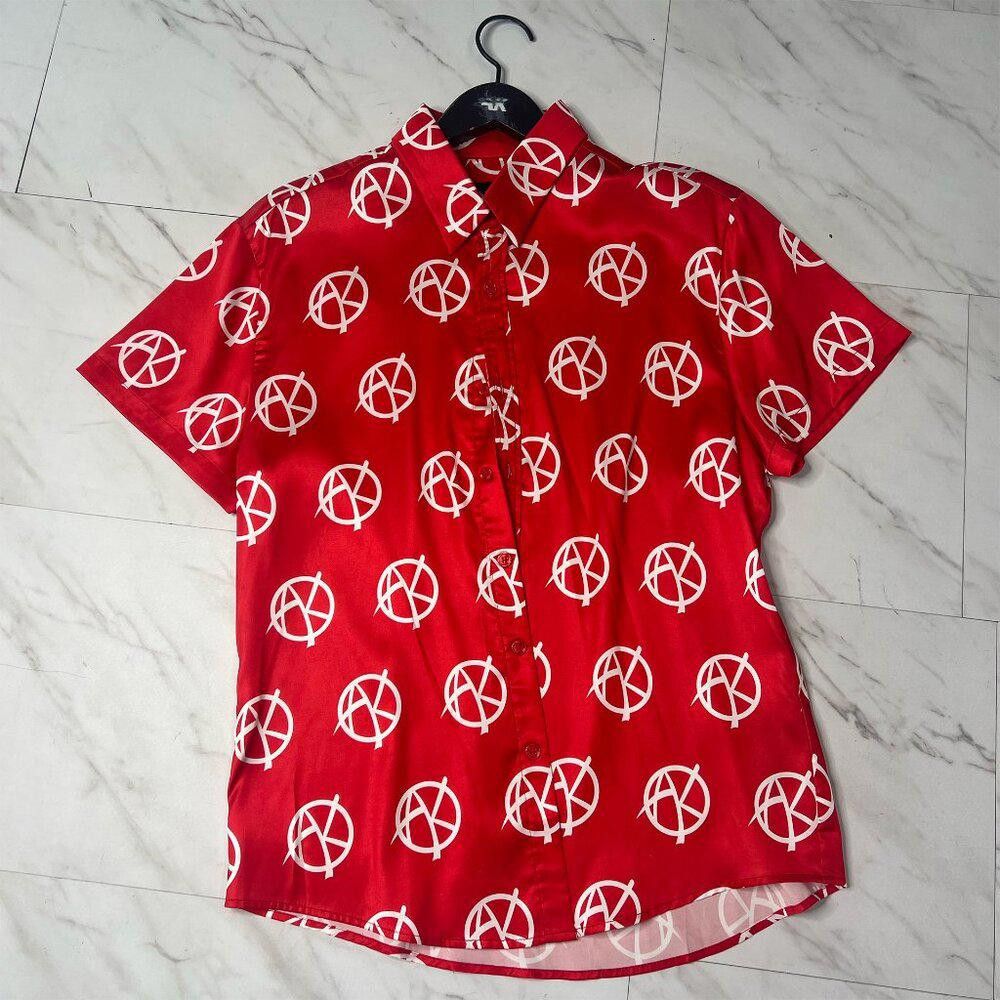 Designer AKINGS Anarchy Satin Shirt (Red - Size M) Size US M / EU 48-50 / 2 - 1 Thumbnail