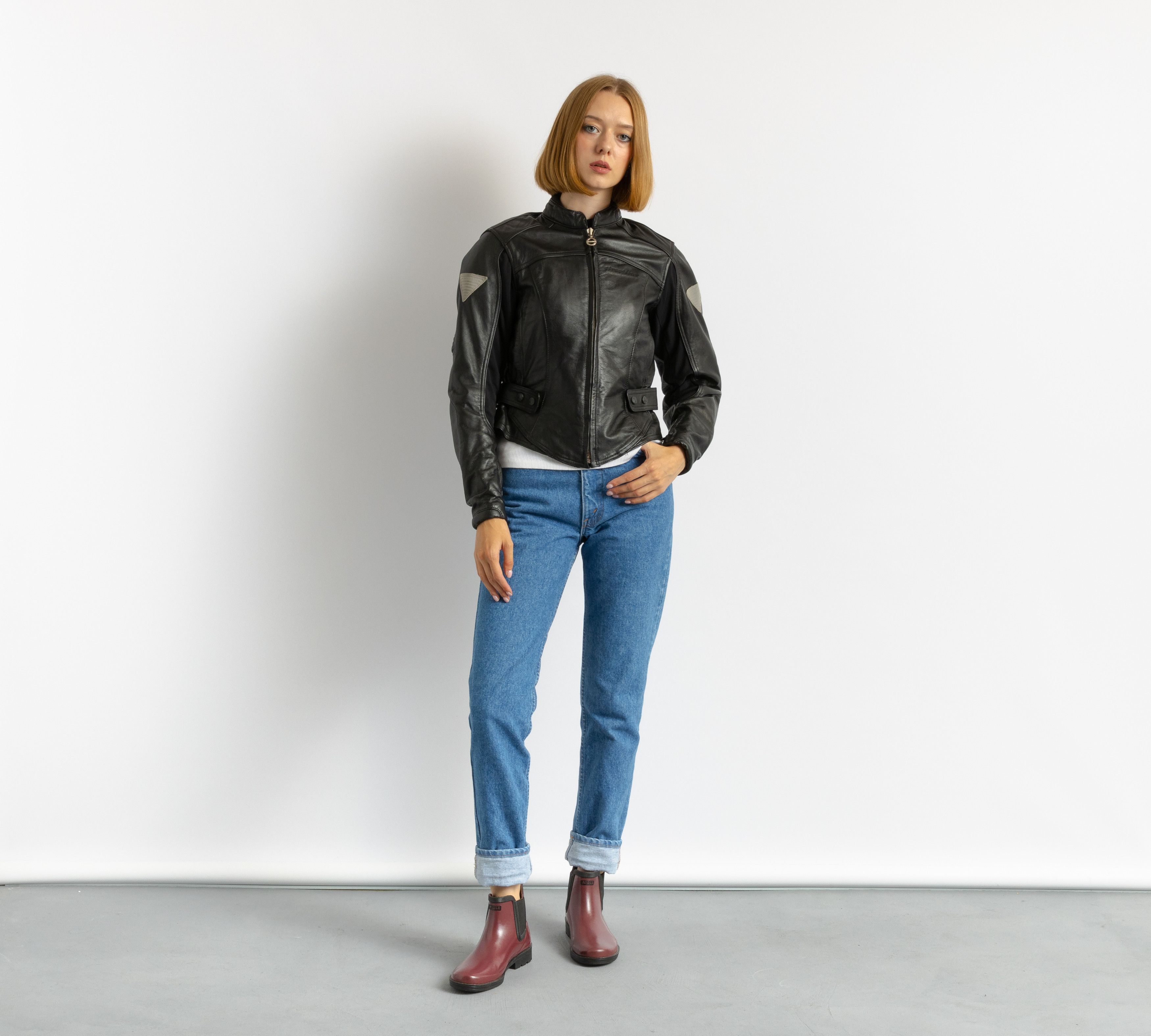 Vintage Black Womens Motorcycle Leather Jacket Biker Size XS-S 5872 Size S / US 4 / IT 40 - 2 Thumbnail
