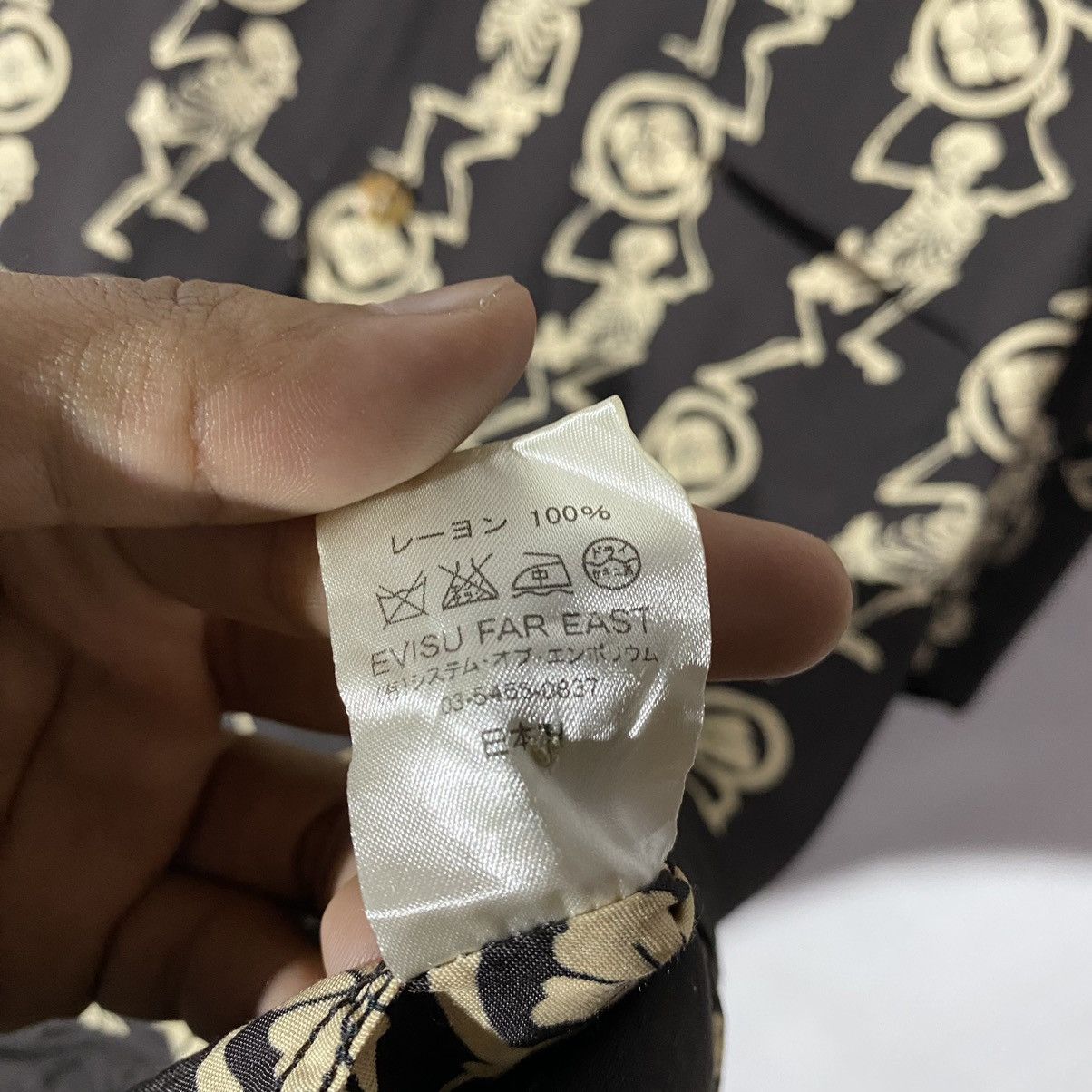 Evisu Evisu Far East Japan Multi Skeleton Hawaiian Rayon Shirt Size US L / EU 52-54 / 3 - 7 Thumbnail
