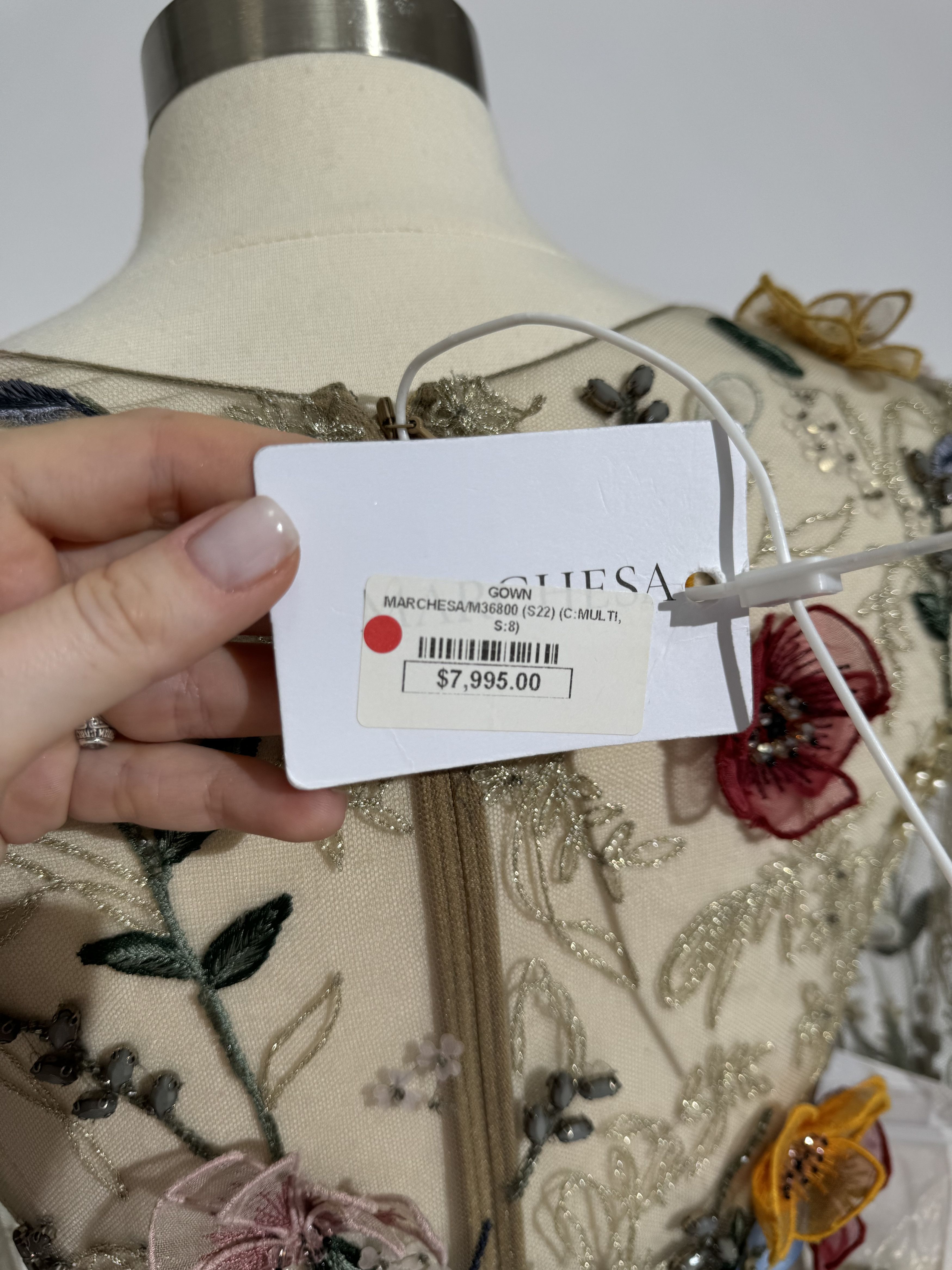 Marchesa Brand New US 8 MARCHESA Embroidered Organza Floral Gown Size M / US 6-8 / IT 42-44 - 9 Thumbnail