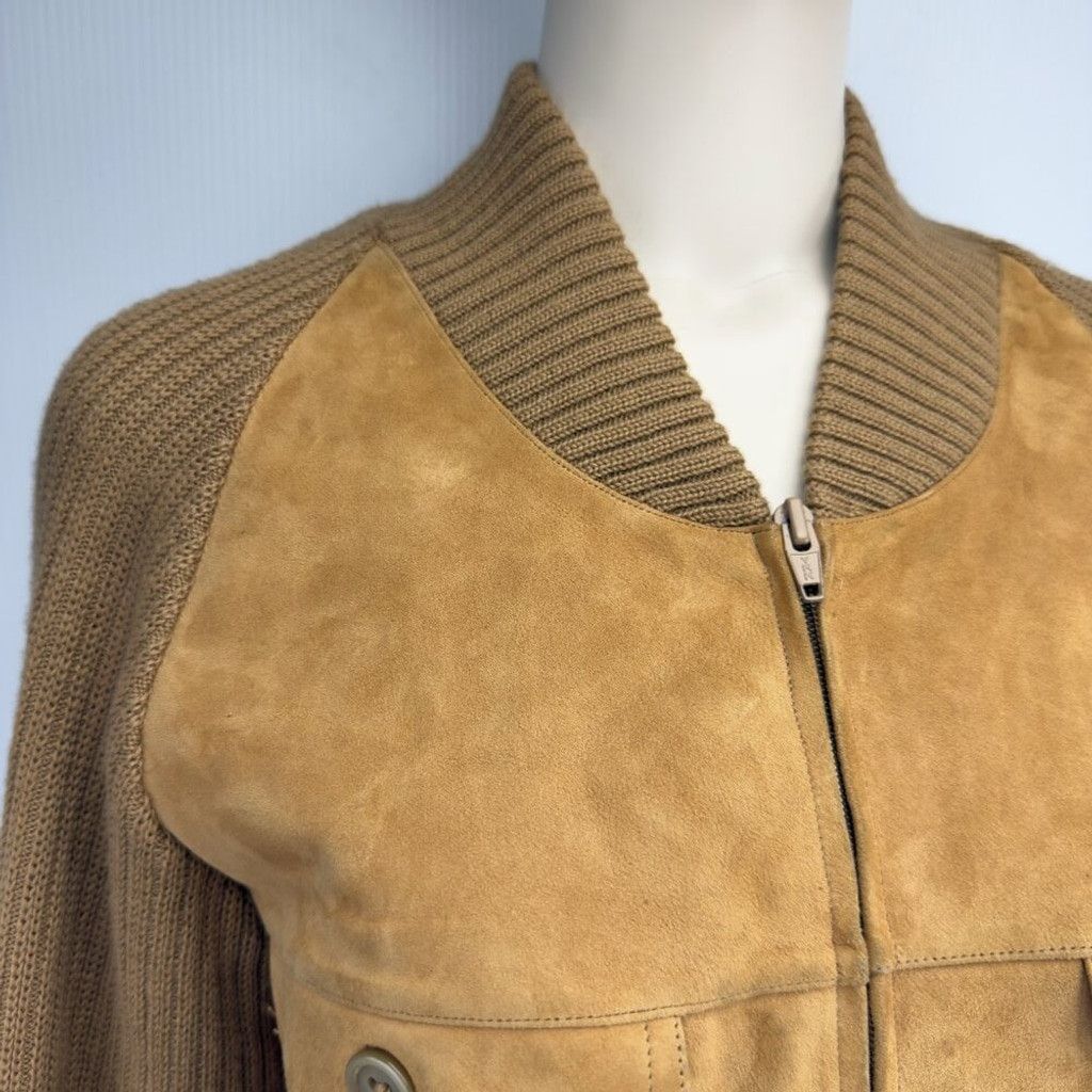 Bally BALLY Heritage Suede Tan Knitted Western Boho Jacket Zip-Up Size M / US 6-8 / IT 42-44 - 6 Thumbnail
