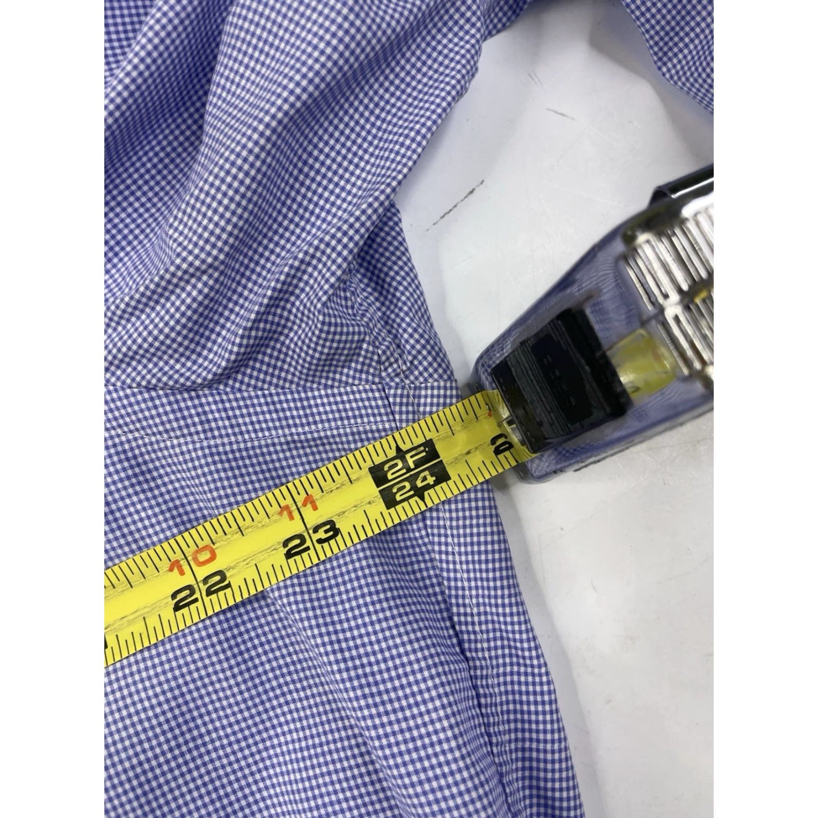 Vintage Hilditch & Key Dress Shirt Blue White Check Long Sleeve 16.5 French Cuff Button-Up Mens Regular Size 16.5 Shirt Size 46R - 7 Thumbnail