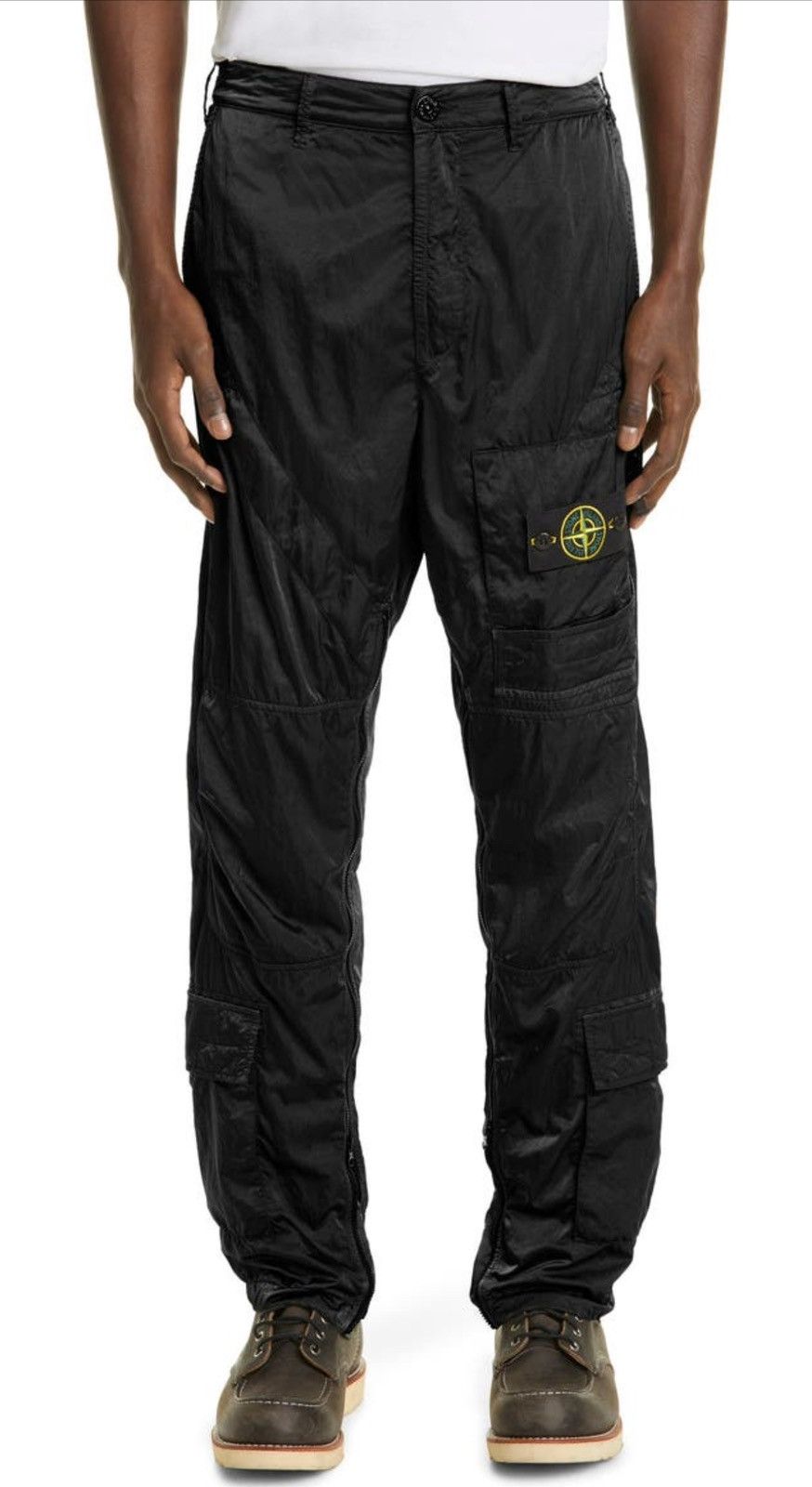 Stone Island Rare Stone Island Logo Patch Nylon Cargo Pants In Black |  Grailed