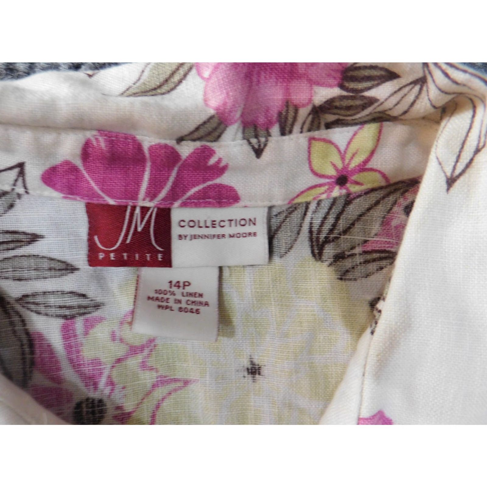 JM Collection JM Collection top 14P Petite linen floral Womens Button-Up Casual Shirt XL? Size XL / US 12-14 / IT 48-50 - 6 Thumbnail