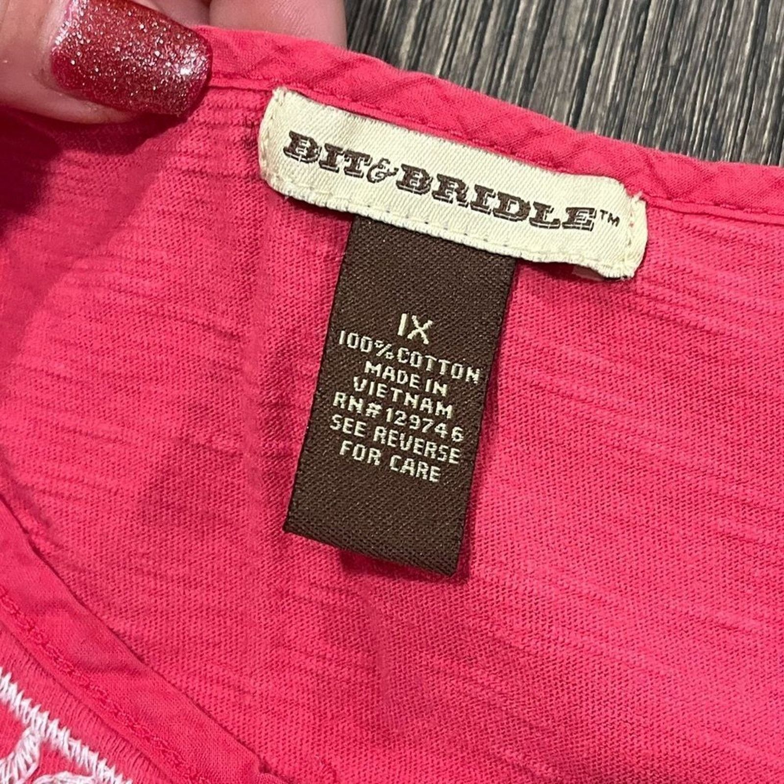 Vintage Brit & Bridle Pink Cotton Embroidered Shirt Size 1X Size XL / US 12-14 / IT 48-50 - 2 Thumbnail