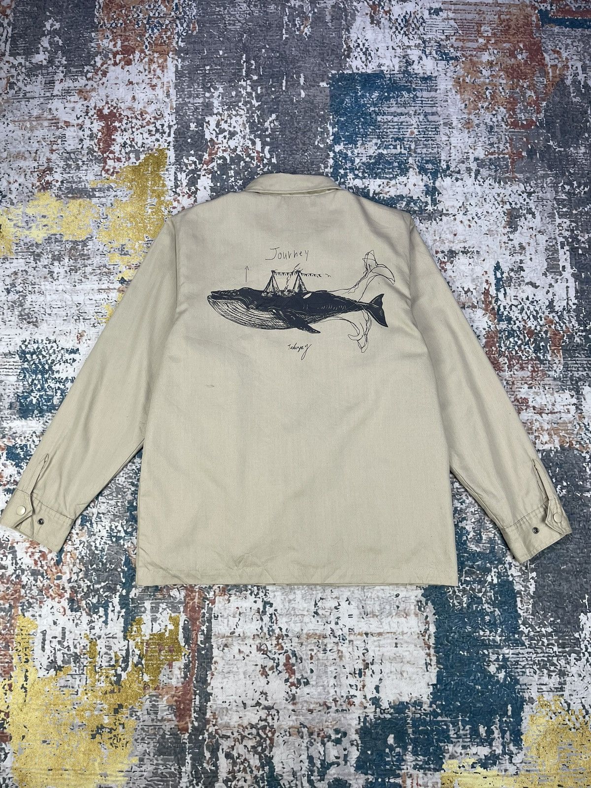 Vintage United Athle Whale Graphic Button Up Work Jacket Size US S / EU 44-46 / 1 - 1 Thumbnail