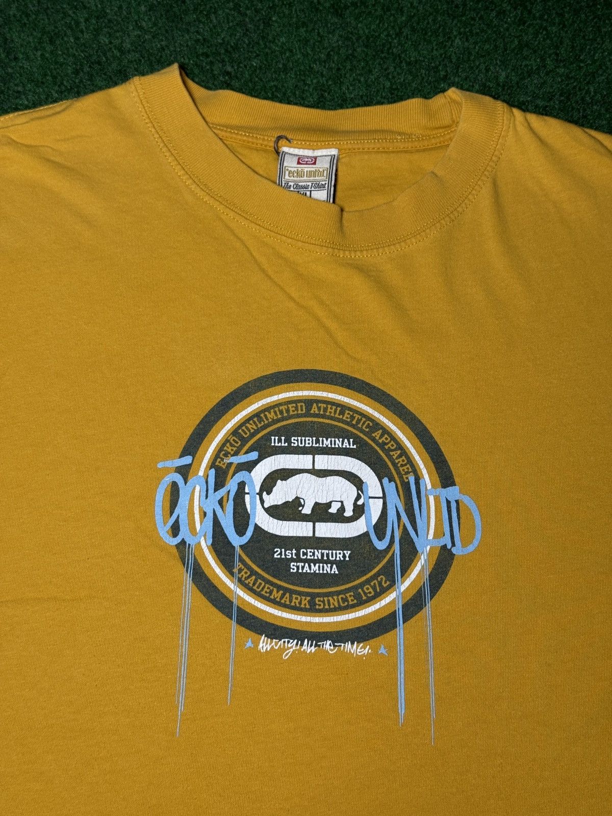 Vintage Vintage 90s Y2K Ecko Unltd Hip Hop Grunge XL Yellow T Shirt Size US XL / EU 56 / 4 - 2 Thumbnail