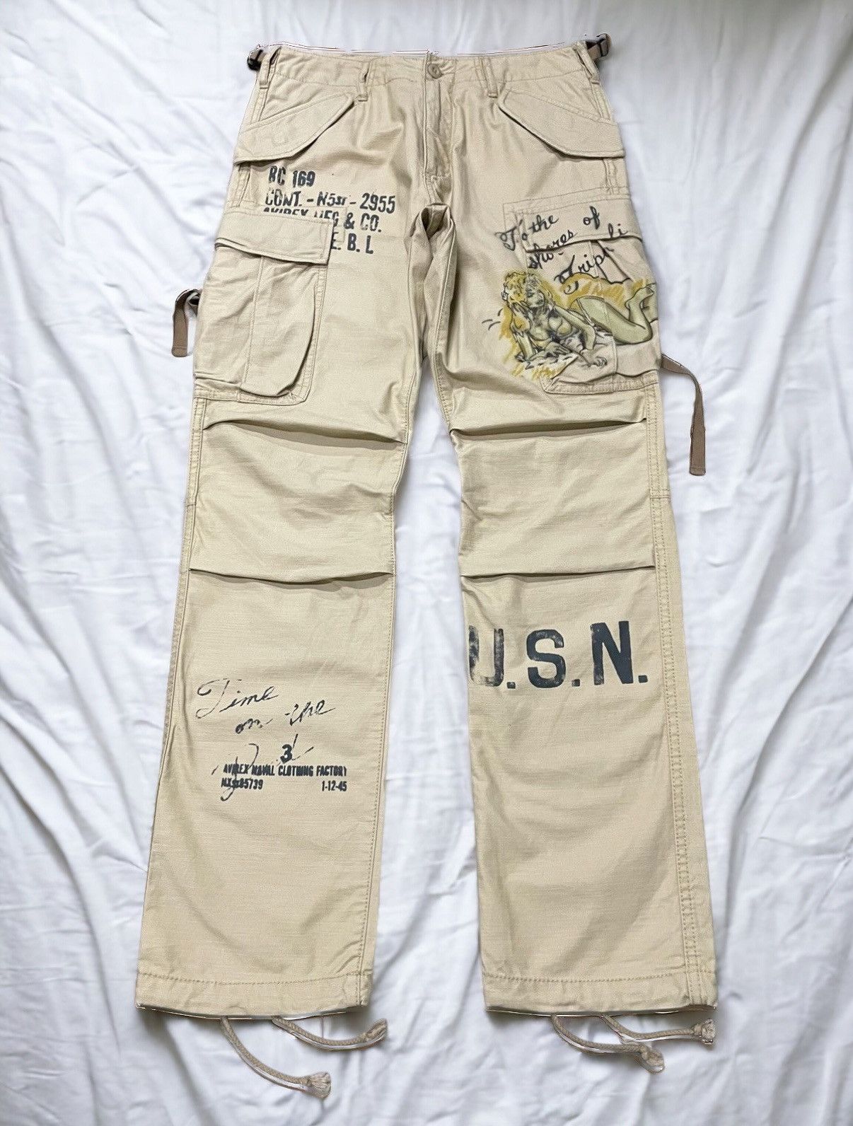 Avirex × Hysteric Glamour Rare Avirex Stencil Tattoo Naked Girl USN Cargo Pants Size US 30 / EU 46 - 1 Thumbnail