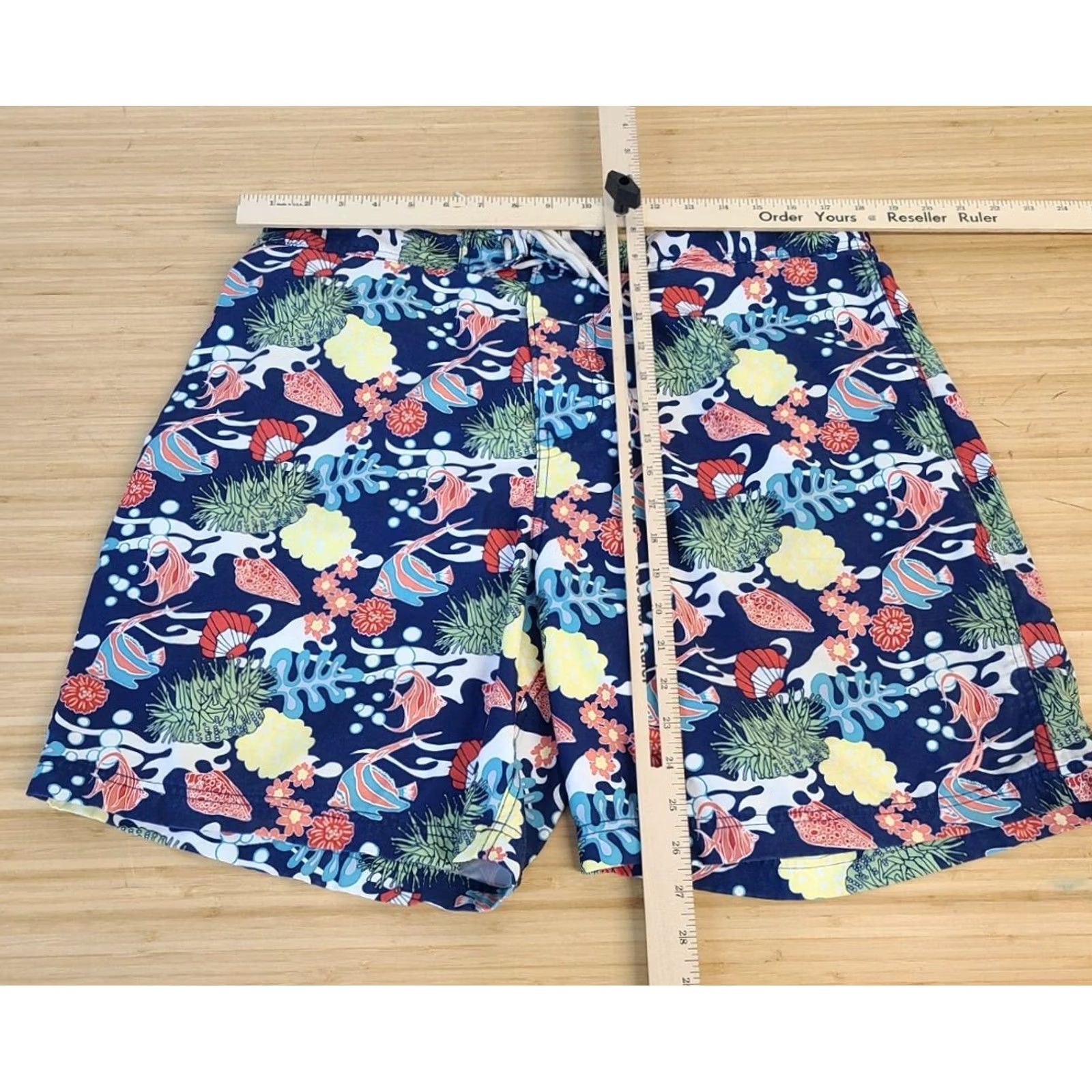 Nautica Nautica Shorts Mens L Blue Swim Trunks Men Size Swimming Coral Reef Fish Print Pockets Size US 33 - 3 Thumbnail