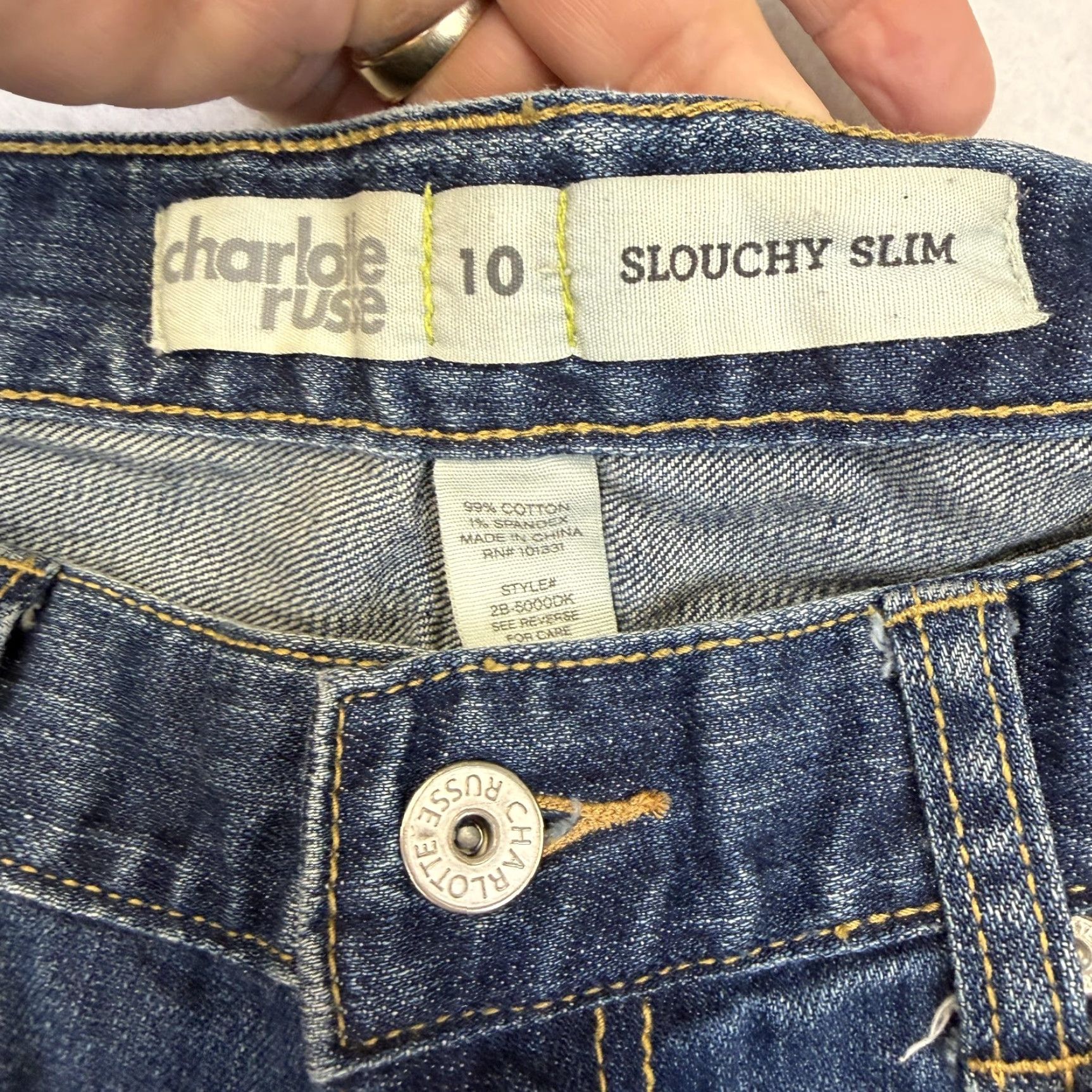 Vintage VINTAGE Charlotte Russe Jeans Womens 10 Blue Slouchy Slim Distressed Straight 33x33 Size 32" / US 10 / IT 46 - 6 Thumbnail
