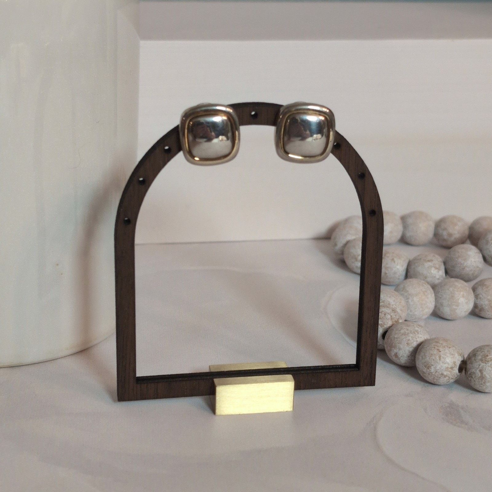 Other Dainty 1980s Two-Tone Gold & Silver Square Pierced Earrings Size ONE SIZE - 1 Thumbnail