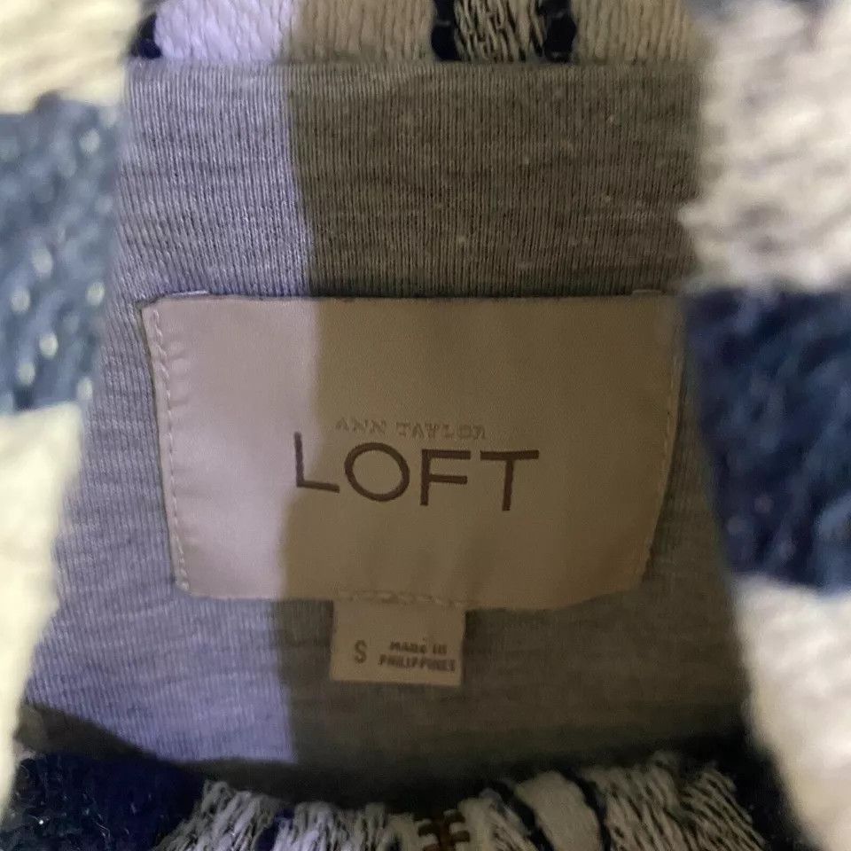 Loft LOFT Jacket Women's Small Striped Mock Neck Snap Full Zip Size S / US 4 / IT 40 - 3 Thumbnail