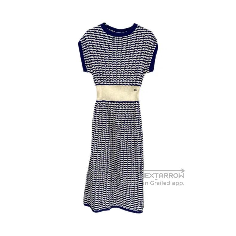 Chanel Chanel Blue and white classic logo cotton knitted dress Size XS / US 0-2 / IT 36-38 - 1 Thumbnail