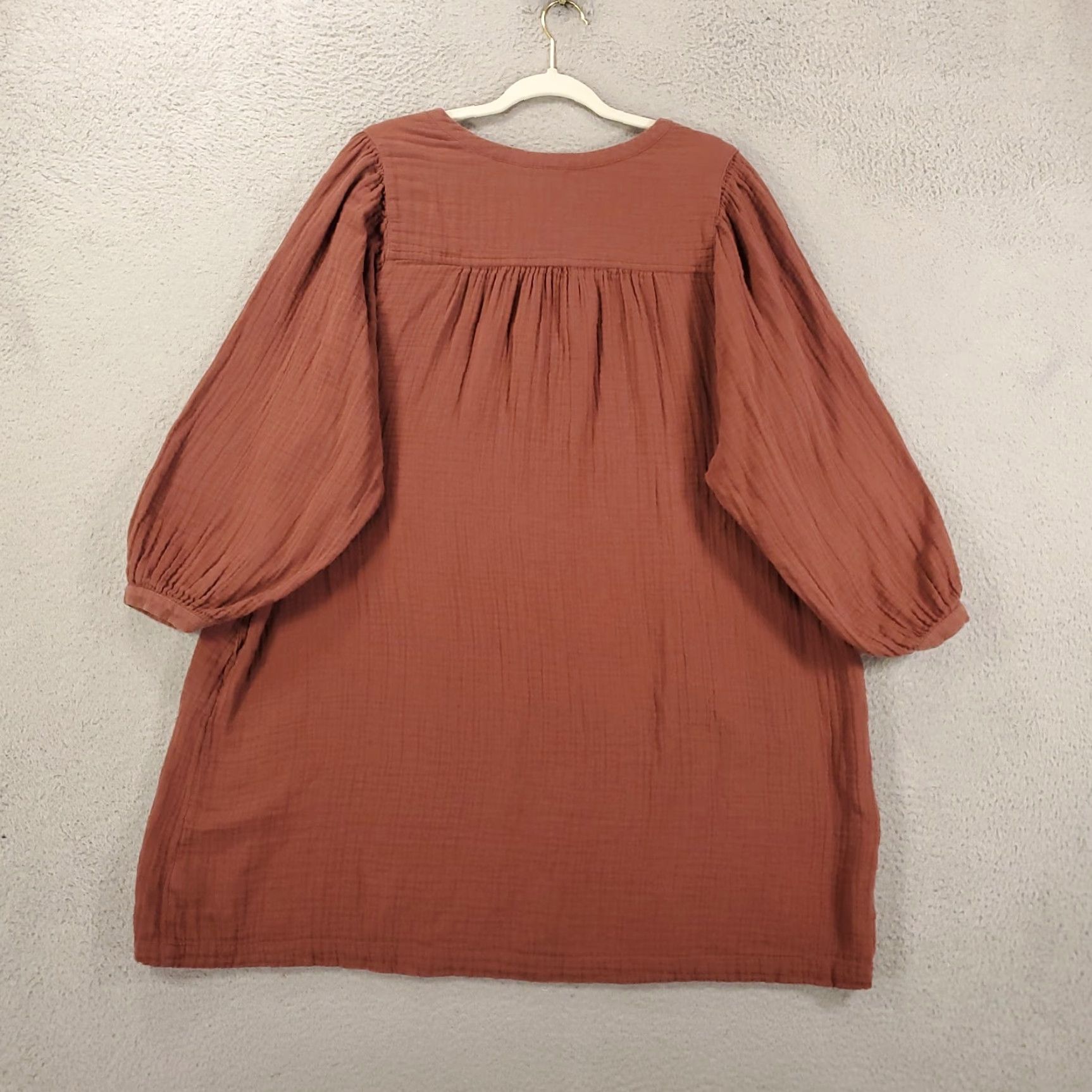 Old Navy Old Navy Women 2X Brown V Neck Balloon Sleeve Gauzy Mini Micro Dress Tunic Size XXL / US 16-18 / IT 52-54 - 7 Thumbnail