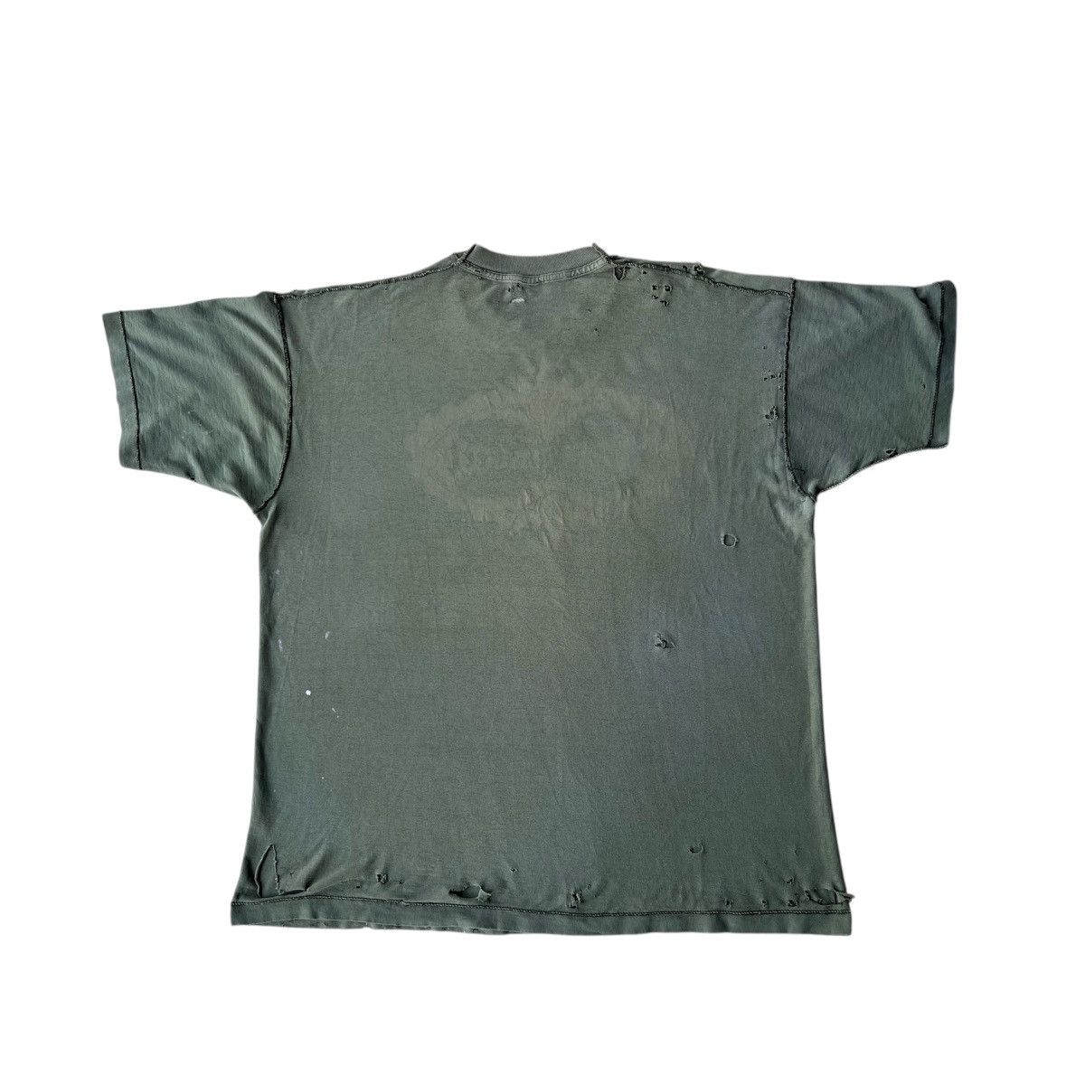 Vintage Vintage Faded Thrashed Olive Green Inside Out T-Shirt Size US XXL / EU 58 / 5 - 4 Thumbnail