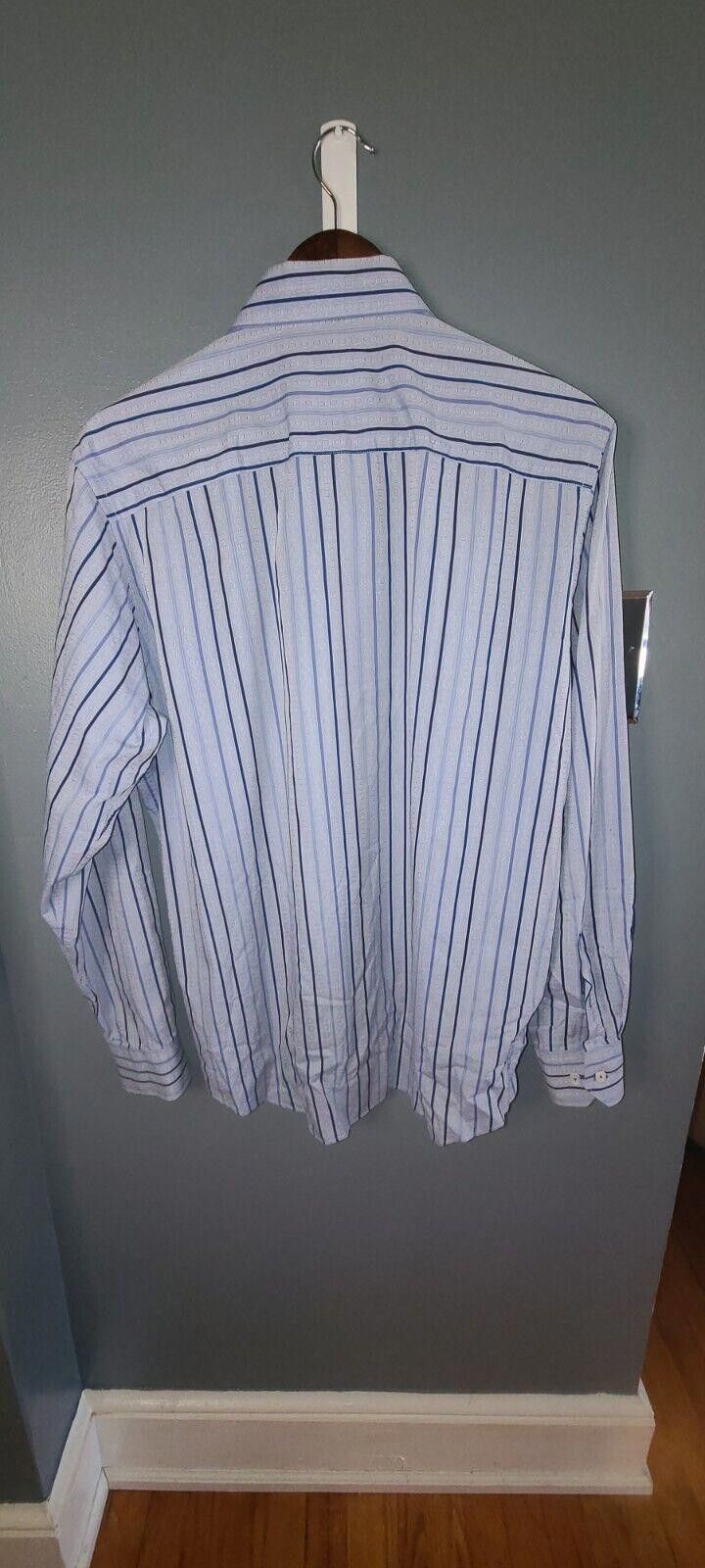 Designer Bugatchi Shirt Men's Large Blue White Button Up Long Sleeve Size US L / EU 52-54 / 3 - 7 Thumbnail
