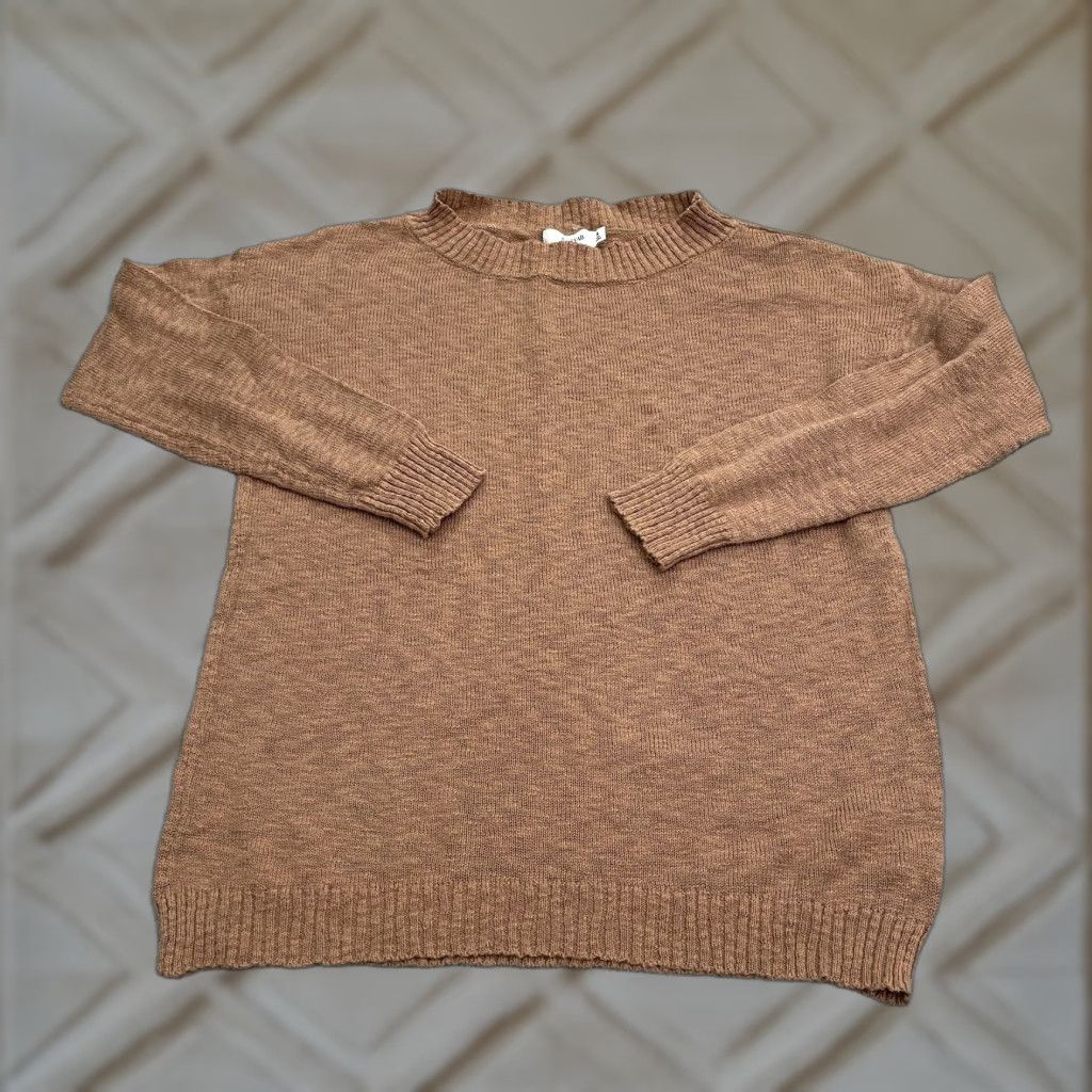 Vintage JustFab Womens Pullover Sweater M Brown Round Neck Knit Cotton Blend Casual Comfortable 90s? (no decade) Size M / US 6-8 / IT 42-44 - 1 Thumbnail