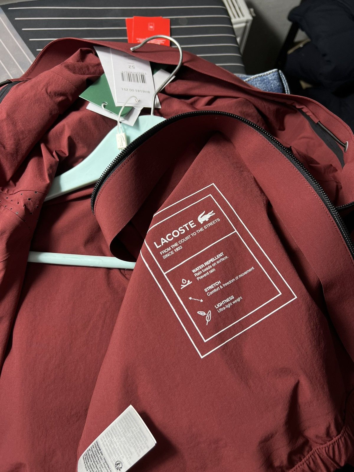 Lacoste 🐊 Lacoste Technical Hooded Jacket Burgundy Size M–L Size US M / EU 48-50 / 2 - 17 Thumbnail