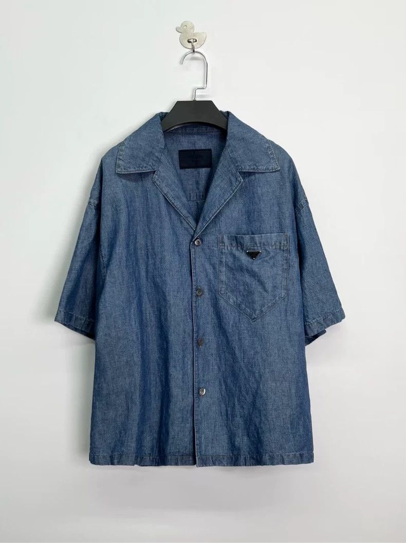 Prada Prada SS23 Denim Short Sleeve Shirt Size US M / EU 48-50 / 2 - 1 Thumbnail