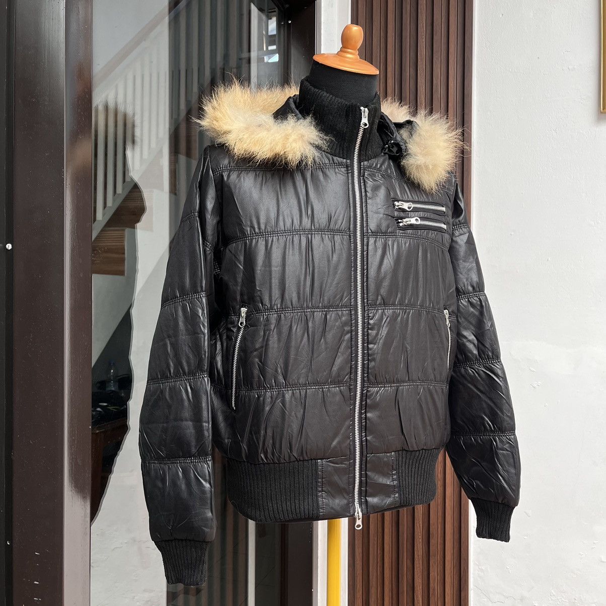 2000s In The attic Japan fur Racoon jacket Black Opium style