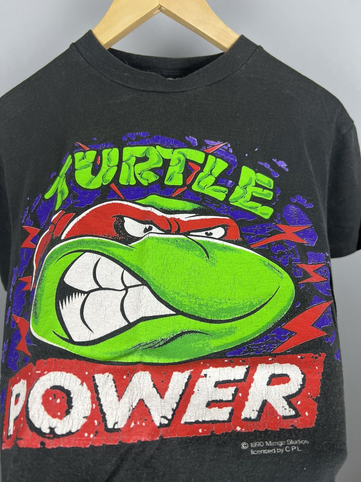 Cartoon Network Vintage 1990 TMNT 'Raphael Turtle Power' Cartoon Movie Tee Size US S / EU 44-46 / 1 - 8 Thumbnail