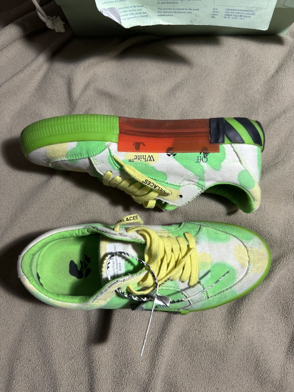 Off-White Off-White Vulcanized tie dye green and yellow Size US 10 / EU 43 - 2 Thumbnail
