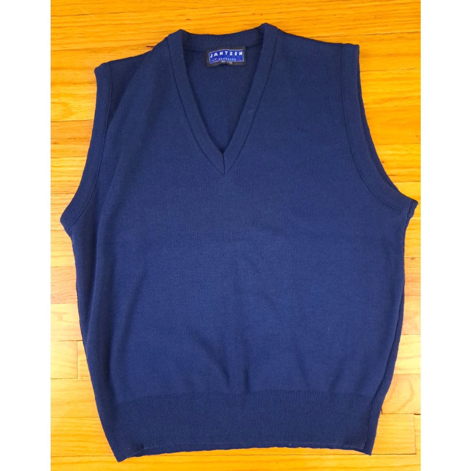 Jantzen Jantzen Sweater Vest Navy V-Neck USA Made L Blue Knit Acrylic Men Size US L / EU 52-54 / 3 - 2 Thumbnail