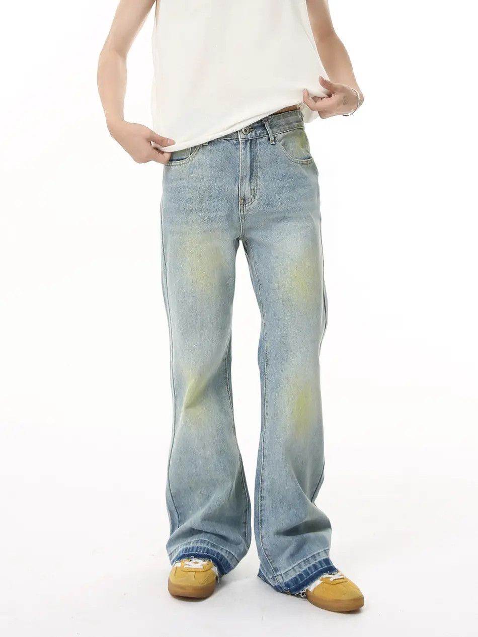 Japanese Brand Retro loose tie dye micro flared jeans Size US 32 / EU 48 - 4 Thumbnail