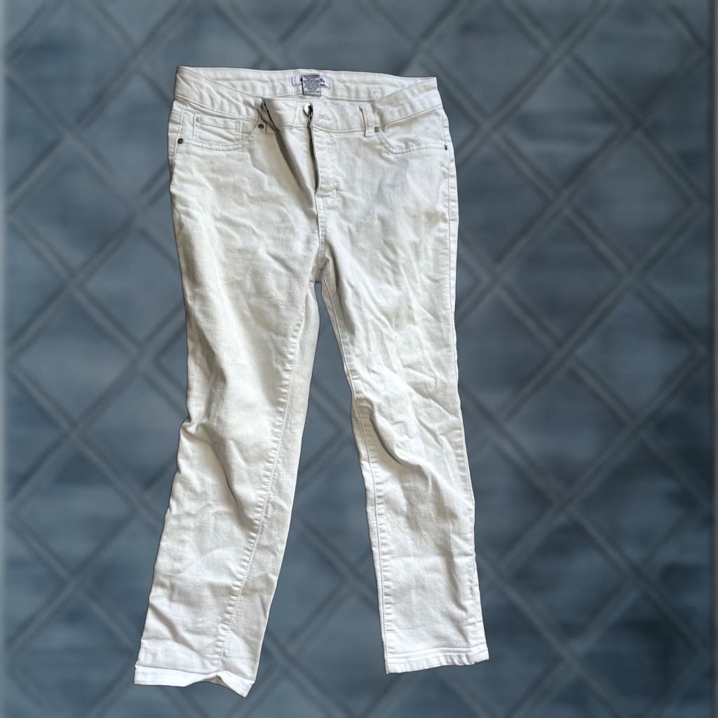 Vintage D. Jeans Cotton Denim 5-Pocket Cropped Jeans Womens Size 8 White Stretch High Rise Regular Inseam 24 in Size 30" / US 8 / IT 44 - 1 Thumbnail