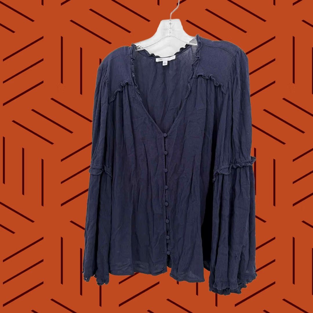 Vintage Pre-Owned DR2 Navy Size XL Long Sleeve Blouse Size XL / US 12-14 / IT 48-50 - 1 Thumbnail