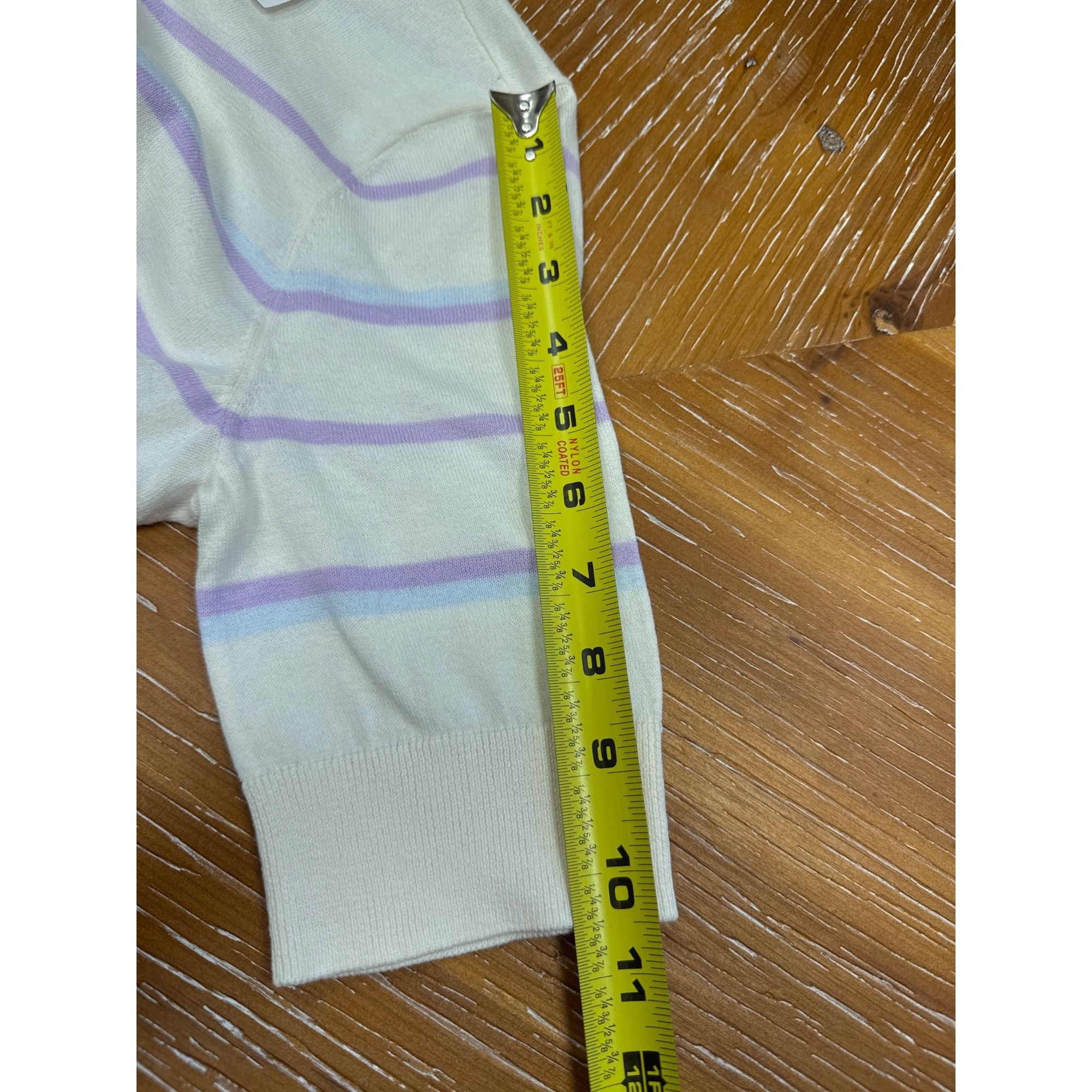 Loft Loft Petite Women's Sweater Tunic White Purple Striped Cotto Size S / US 4 / IT 40 - 8 Thumbnail