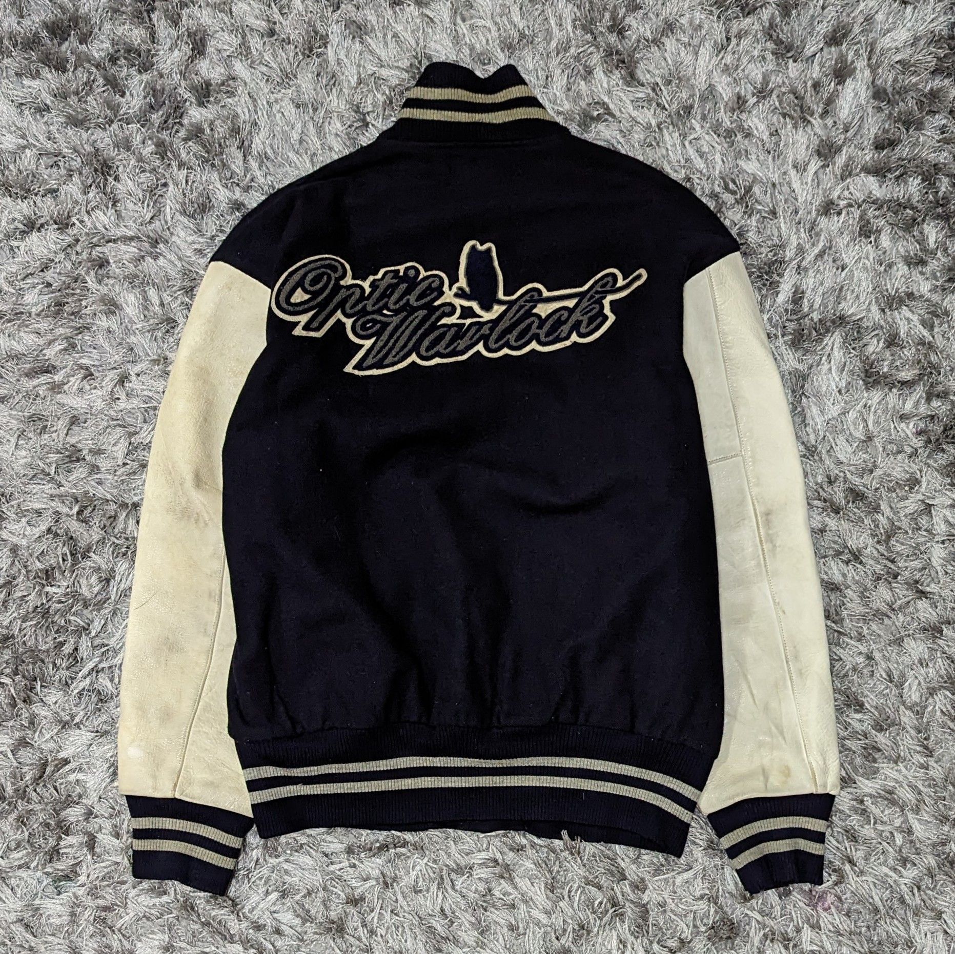 Delong Vintage Optic War Lock Leather Varsity Jacket Bomber Size US L / EU 52-54 / 3 - 2 Thumbnail