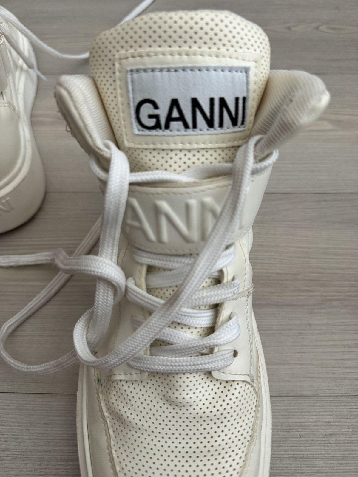 Ganni GANNI White Sporty Mix High-Too Sneakers EU 39 Size US 9 / IT 39 - 12 Thumbnail