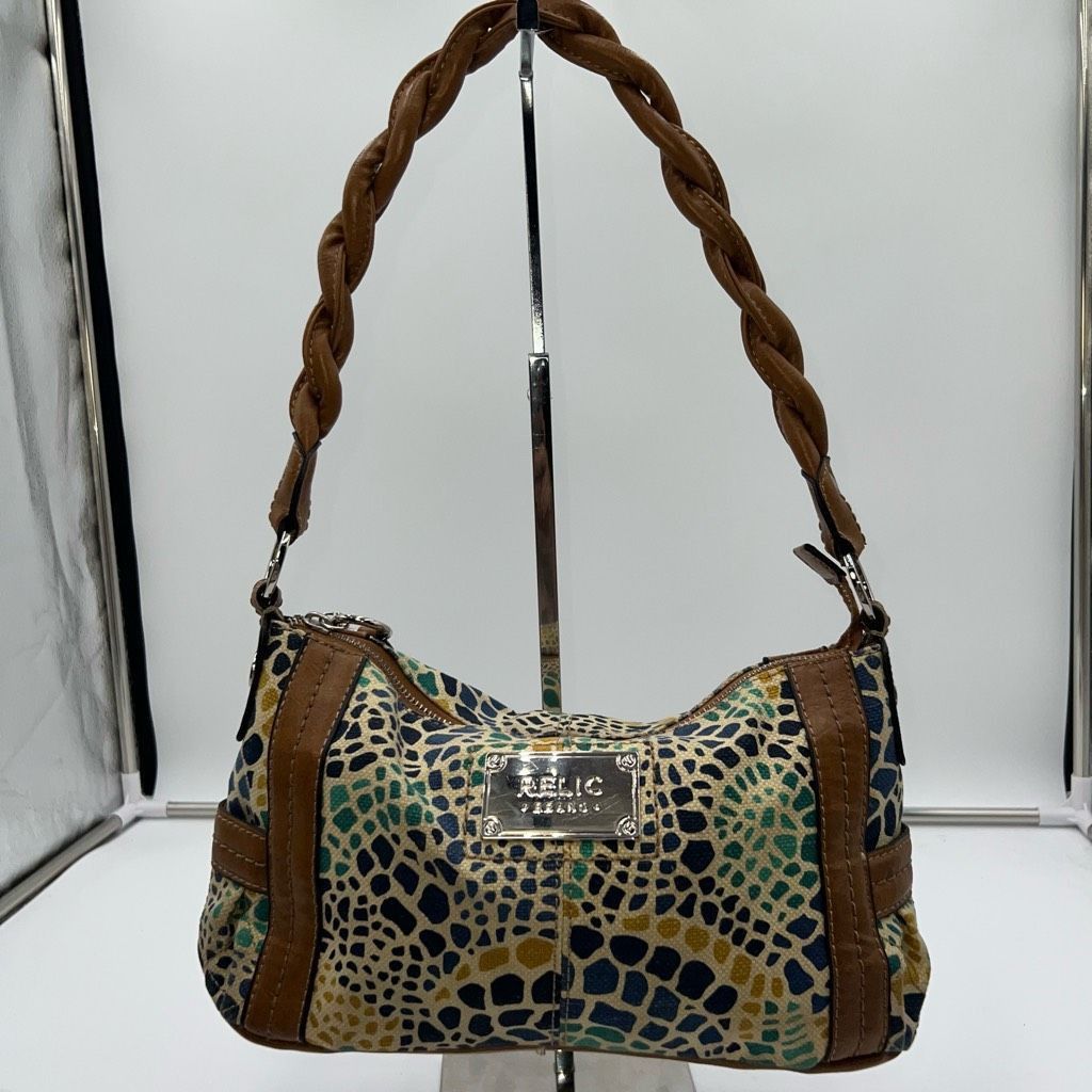 Relic Relic Colorful Mosaic Braided Handles Faux Leather Shoulder Bag Size ONE SIZE - 1 Thumbnail