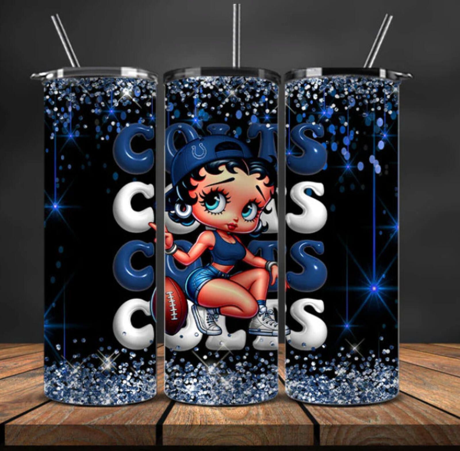 The Unbranded Brand 20 oz Indianapolis Colts Stainless Steel Tumbler Betty Boop Size ONE SIZE - 1 Thumbnail