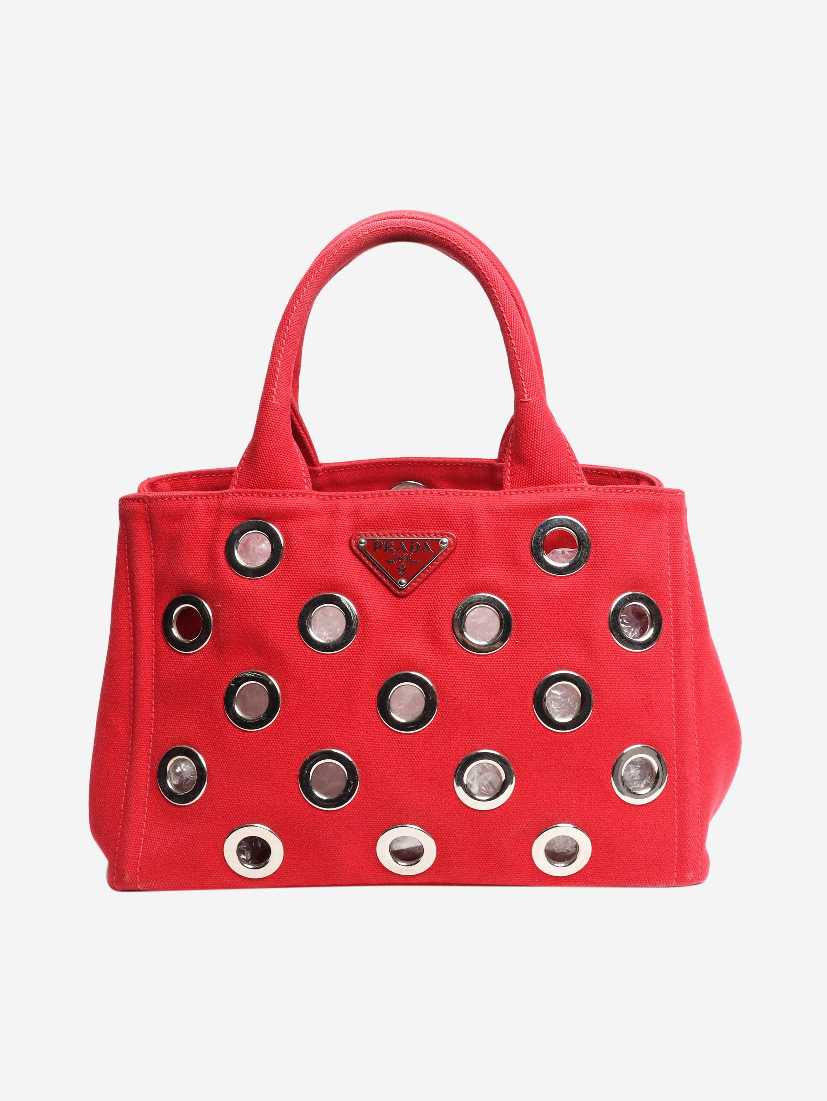 Prada Red canvas eyelet 2way tote Size ONE SIZE - 1 Thumbnail