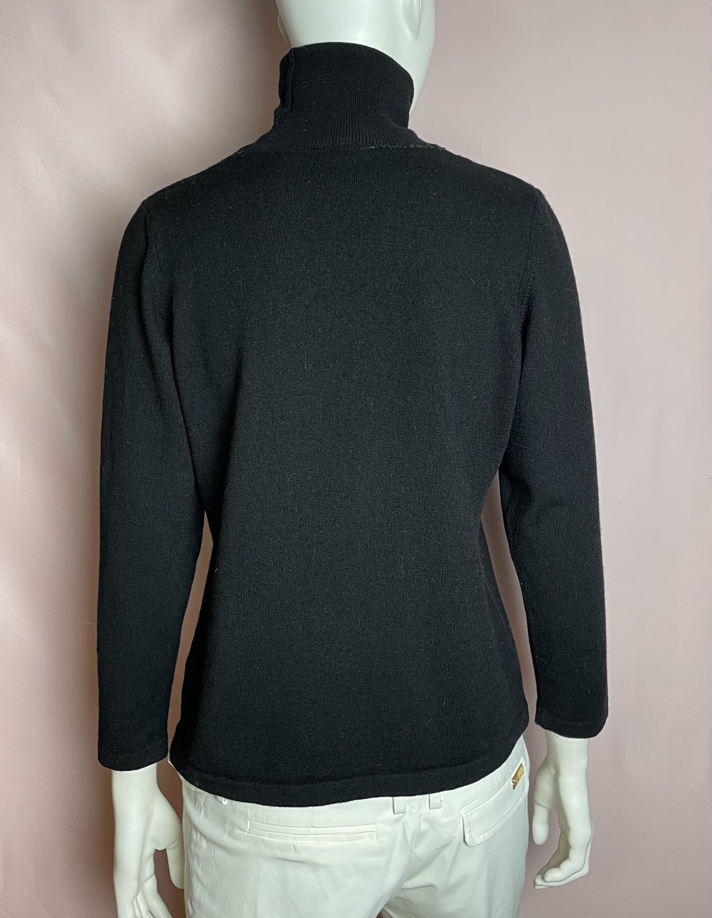Fabiana Filippi Fabiana Filippi Merino Wool Black High neck Sweater Size XL / US 12-14 / IT 48-50 - 3 Thumbnail