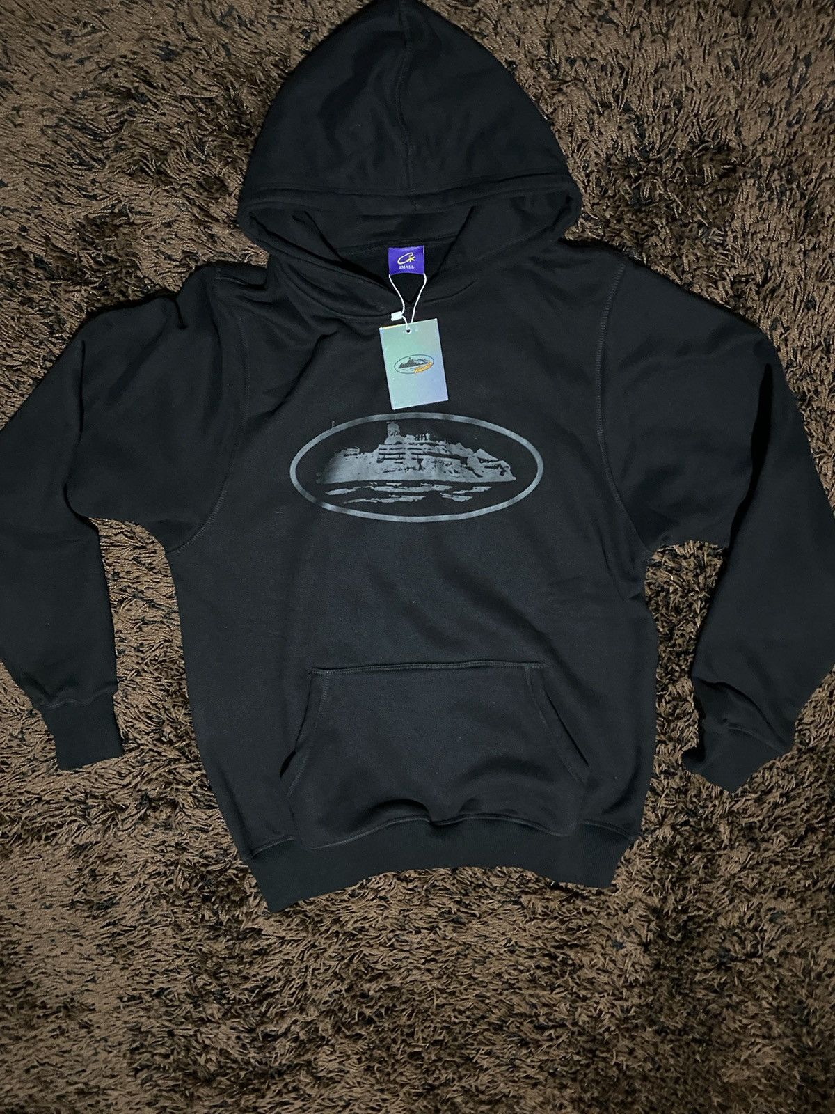 image of Corteiz Triple Black Hoodie, Men's (Size Small)