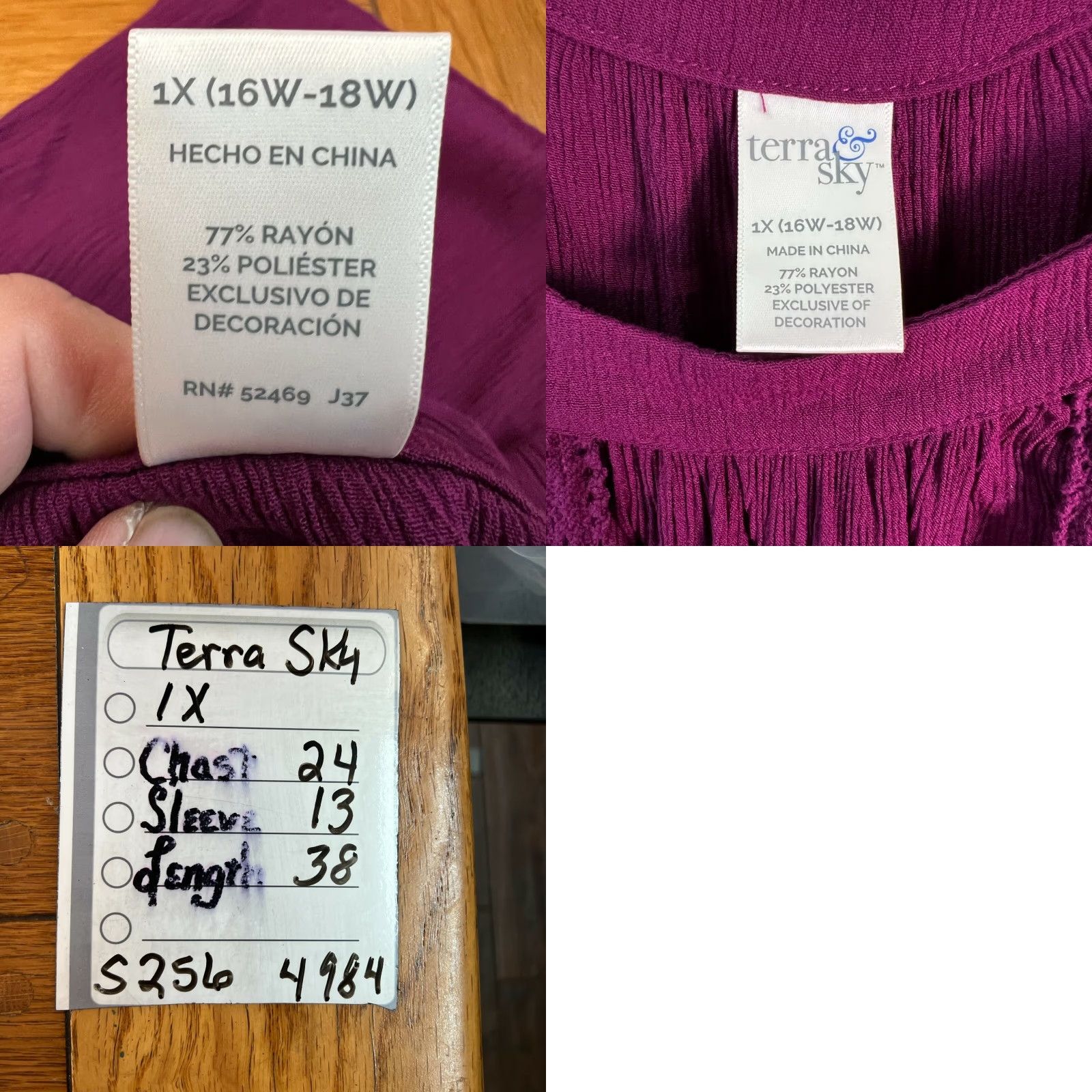 Vintage Terra & Sky Womens Cold Shoulder Sleeves Peasant Plum Purple Dress 1X 16W-18W Knee Length Sleeved Solid Purple Dress Womens Size XL / US 12-14 / IT 48-50 - 8 Thumbnail