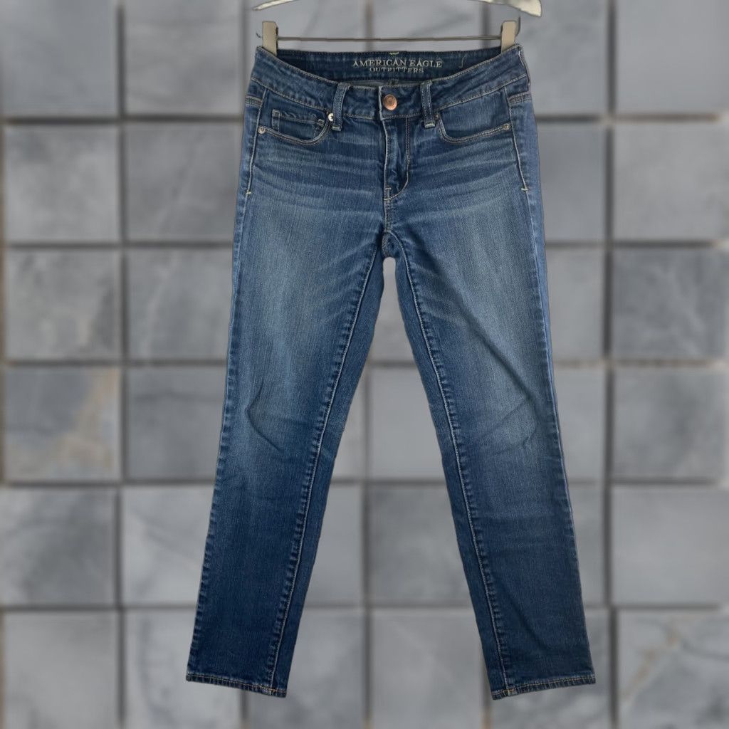 American Eagle Outfitters American Eagle Outfitters Jeans Womens 2 Denim Dark Wash Distressed Blue Skinny Stretch Size 28" / US 6 / IT 42 - 1 Thumbnail
